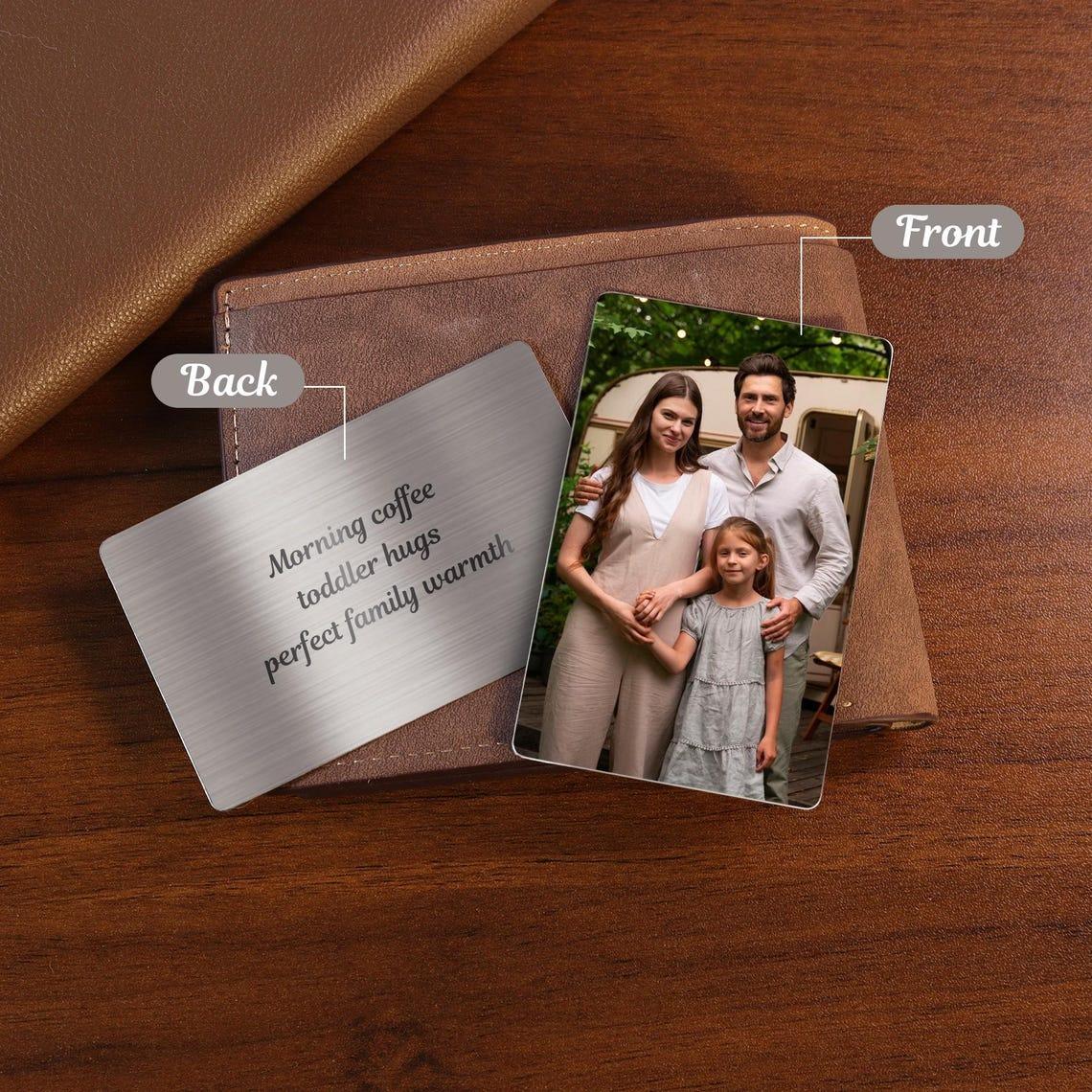 Custom Photo Metal Wallet Insert Card, Personalized Engraved Love Note for Him, Anniversary Gift for Husband Boyfriend, Long Distance Relationship Keepsake, Durable Aluminum Picture Wallet Card 2