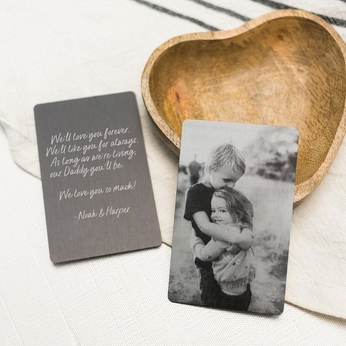 Personalized Photo Aluminum Card - Custom Engraved Office Stationery Wallet Insert, High-Res Print, Scratch-Proof, Durable Keepsake, Sentimental Gift for Dad (Father's Day, Birthday)