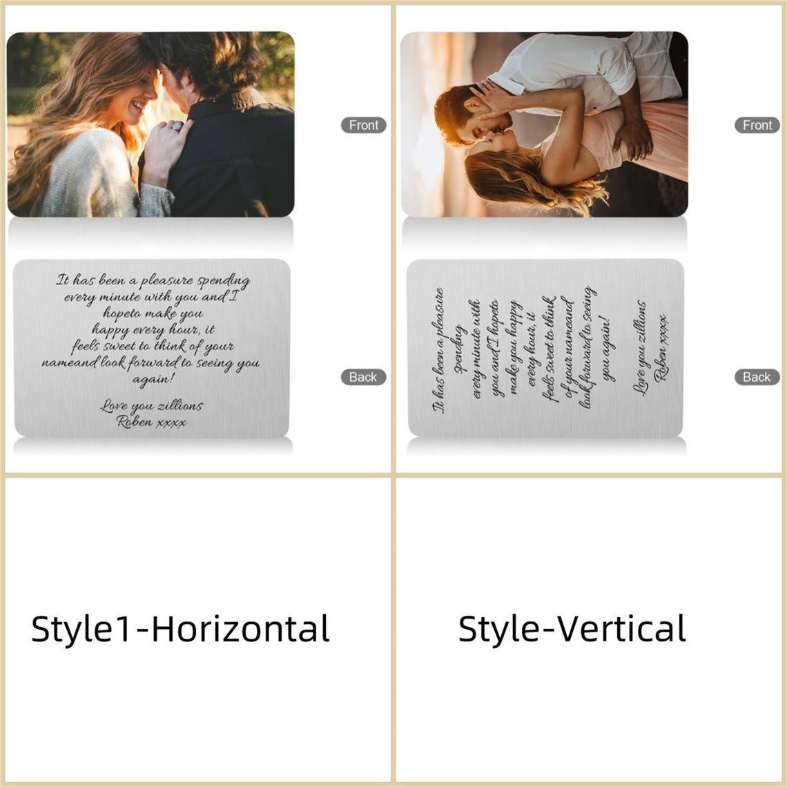 Custom Photo Metal Wallet Insert Card, Personalized Romantic Love Note for Him, Engraved Anniversary Gift for Boyfriend, Long Distance Relationship Keepsake, Unique Metal Picture Wallet Card 3