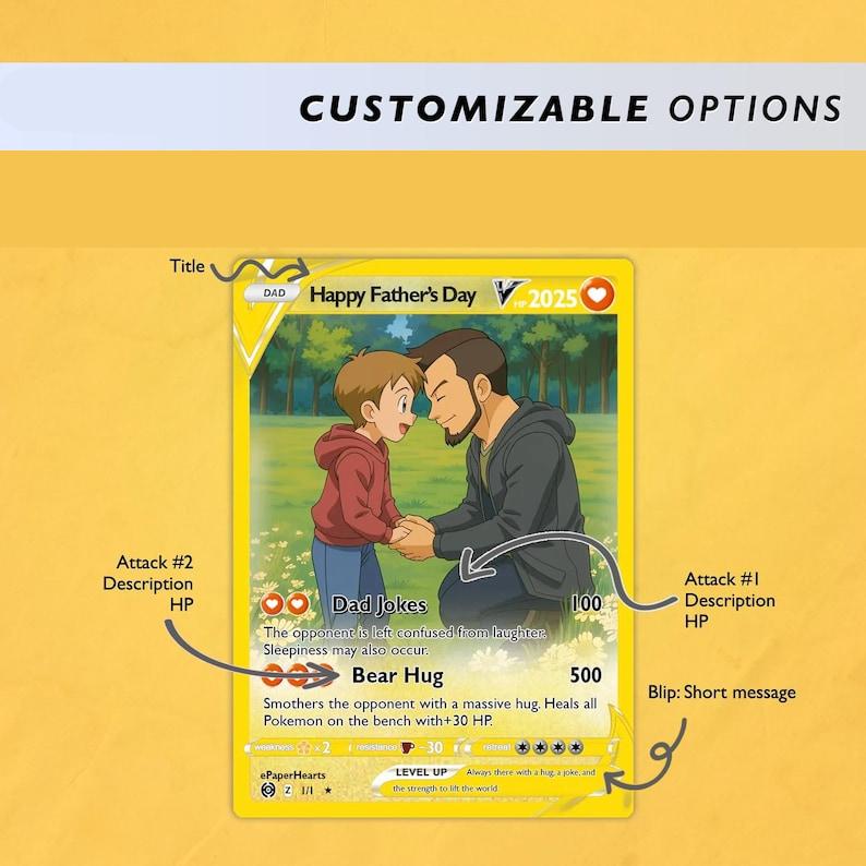 Personalized Anime Portrait Father's Day Wallet Insert Gift For Dads And Husbands Nostalgic Geeky Cartoon Aesthetic Yellow Premium Print Turn Photo Into Stylized Portrait Unique Custom Keepsake Gift 3