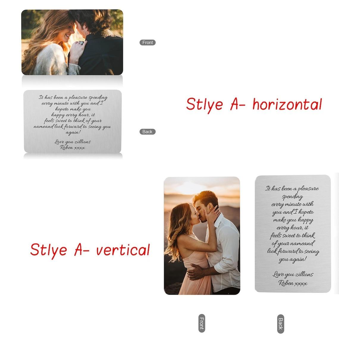 Custom Photo-Engraved Metal Wallet Insert Card with Romantic Love Note - Office Stationery Keepsake, Birthday Gifts for Him, Anniversary Mens Gifts 4
