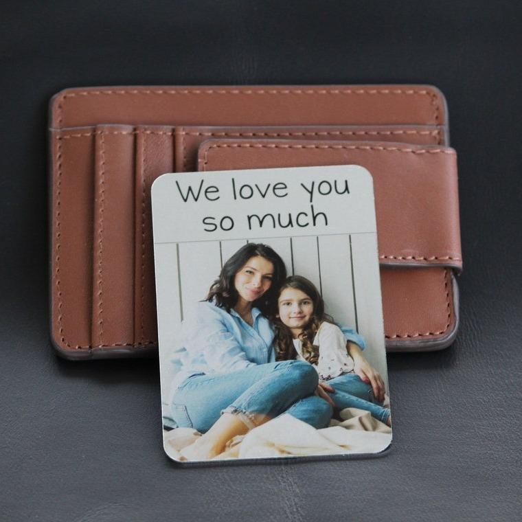 Custom Photo Calendar Aluminum Card - 3.4x2.14" Credit-Size, Full-Print Gloss Finish Metal Wallet Insert, Personalized Anniversary Gift for Him, Durable Office Stationery Note