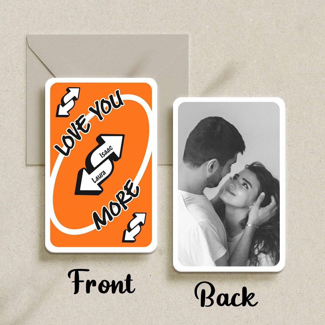 Custom Uno Reverse Love You More Wallet Card Holder, Personalized Wallet with Photo Slot Insert, Office Stationery Card Accessory, Boyfriend Gifts Ideas, Father's Day Gift 4