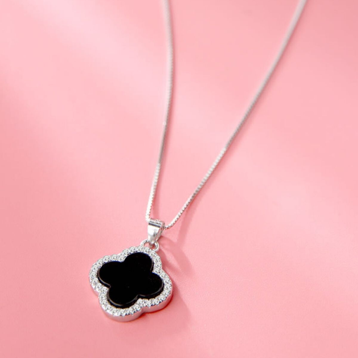 925 Sterling Silver Clover Pendant Necklace 3
