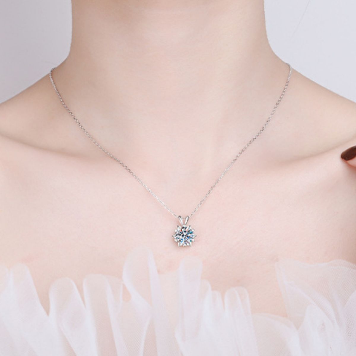 1 Carat 925 Sterling Silver Moissanite Pendant Necklace 2