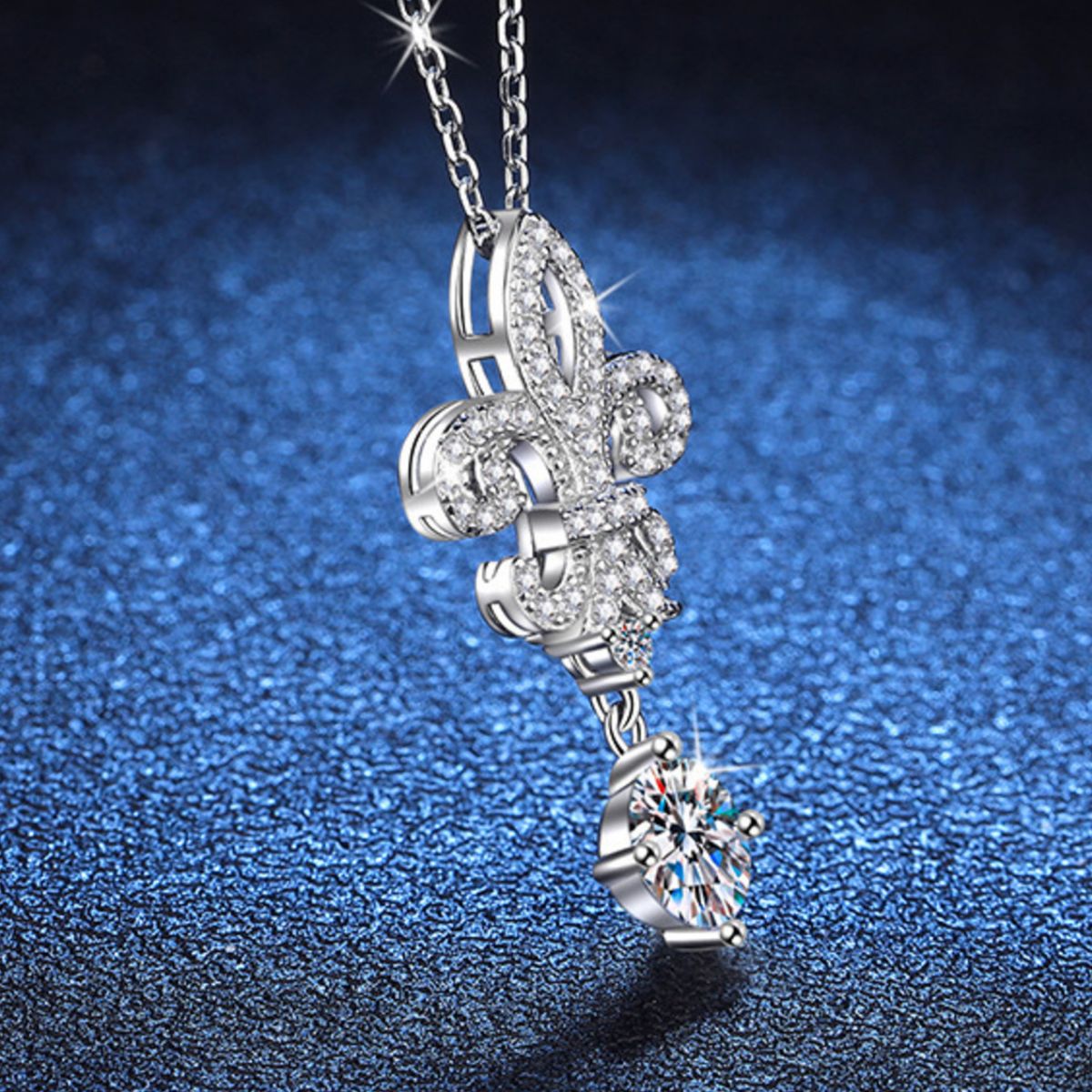 1 Carat Moissanite 925 Sterling Silver Iris Pendant Necklace 4