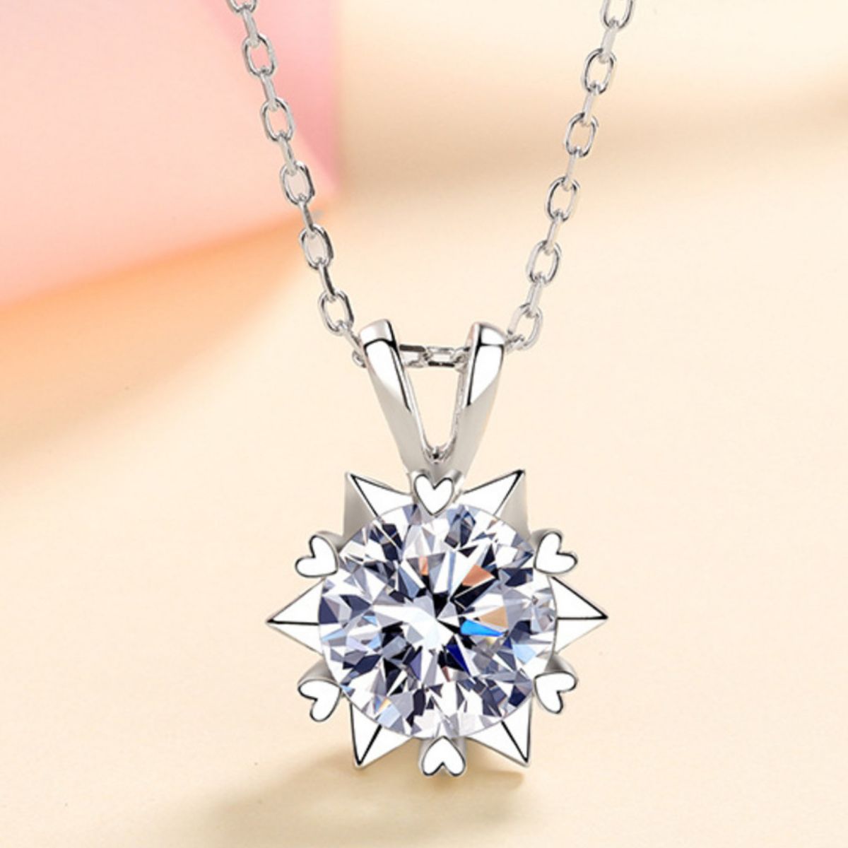 1 Carat 925 Sterling Silver Moissanite Pendant Necklace 4