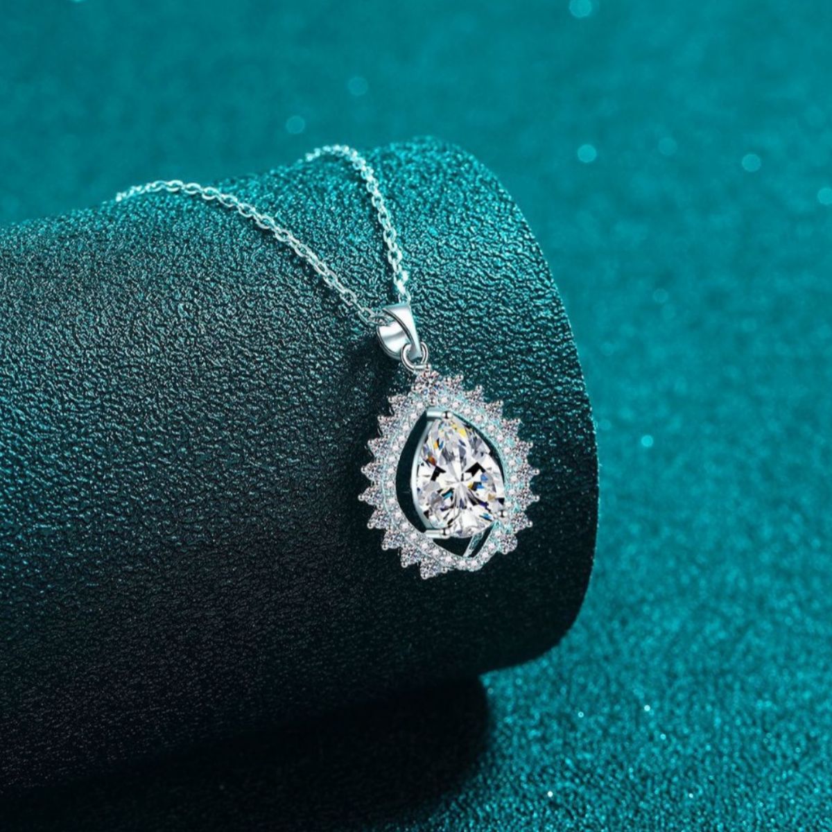 3 Carat 925 Sterling Silver Moissanite Teardrop Necklace 3
