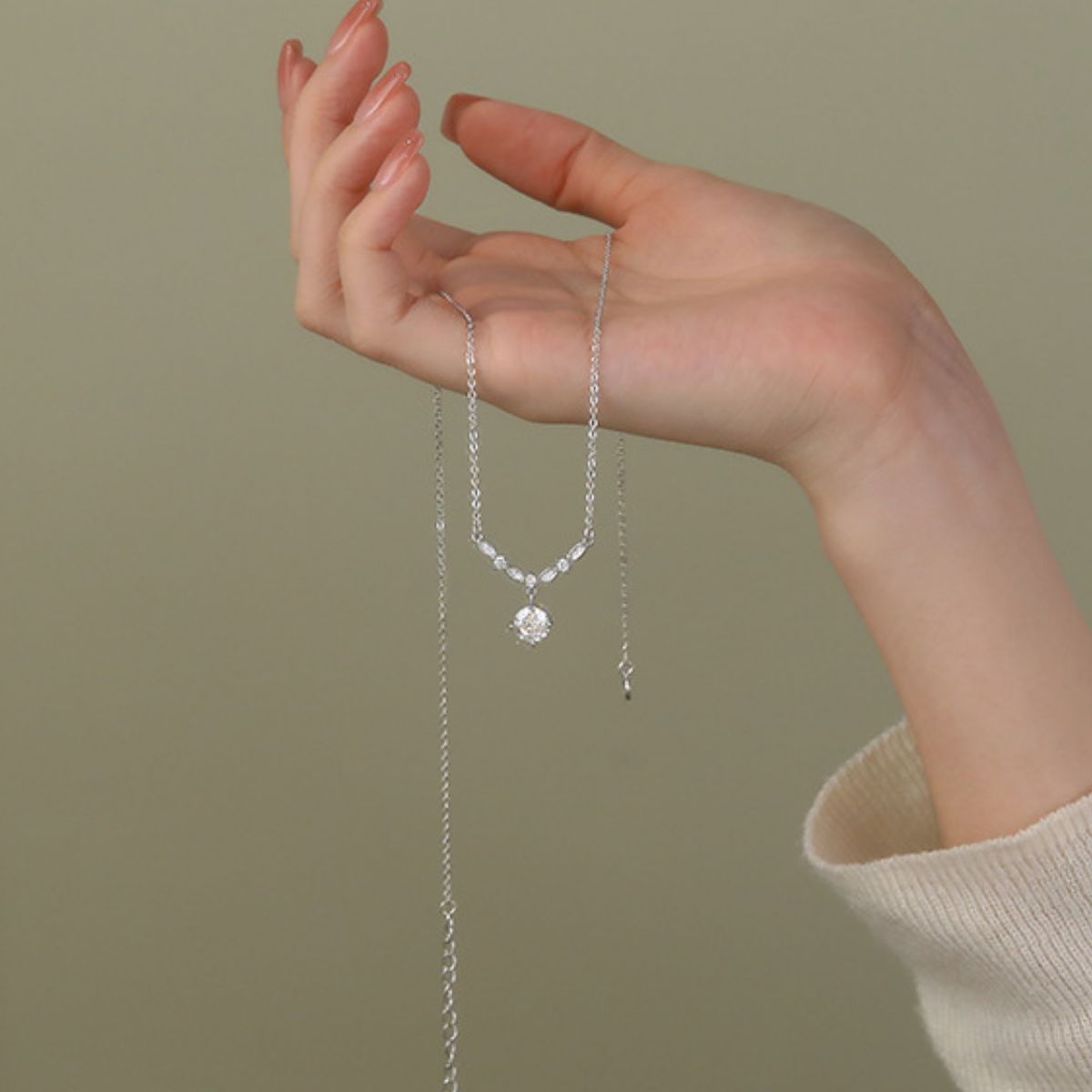 925 Sterling Silver Zircon Pendant Necklace 4