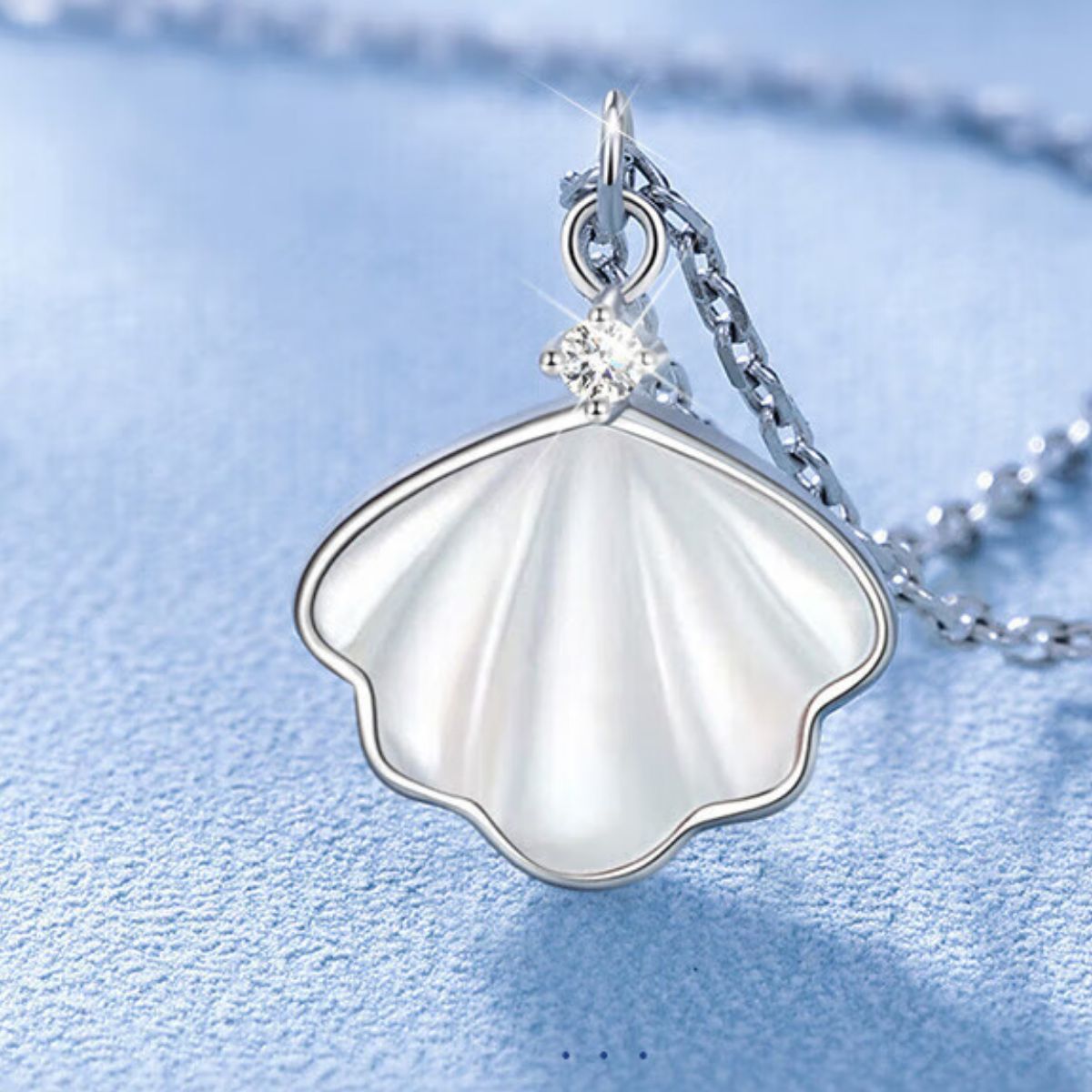 925 Sterling Silver Zircon Shell Necklace 3