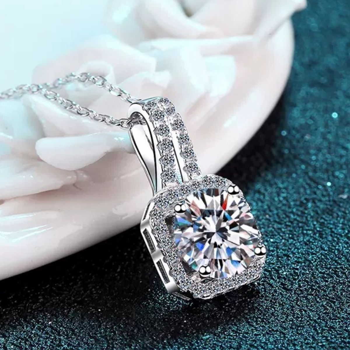 5 Carat Moissanite 925 Sterling Silver Pendant Necklace 2