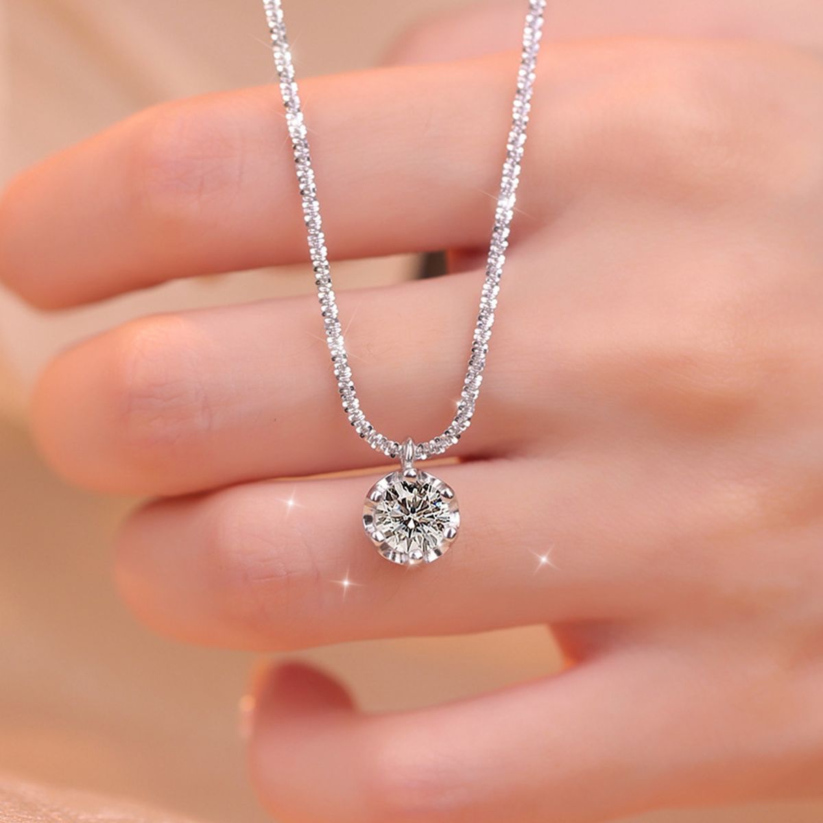1 Carat Moissanite 925 Sterling Silver Necklace 2