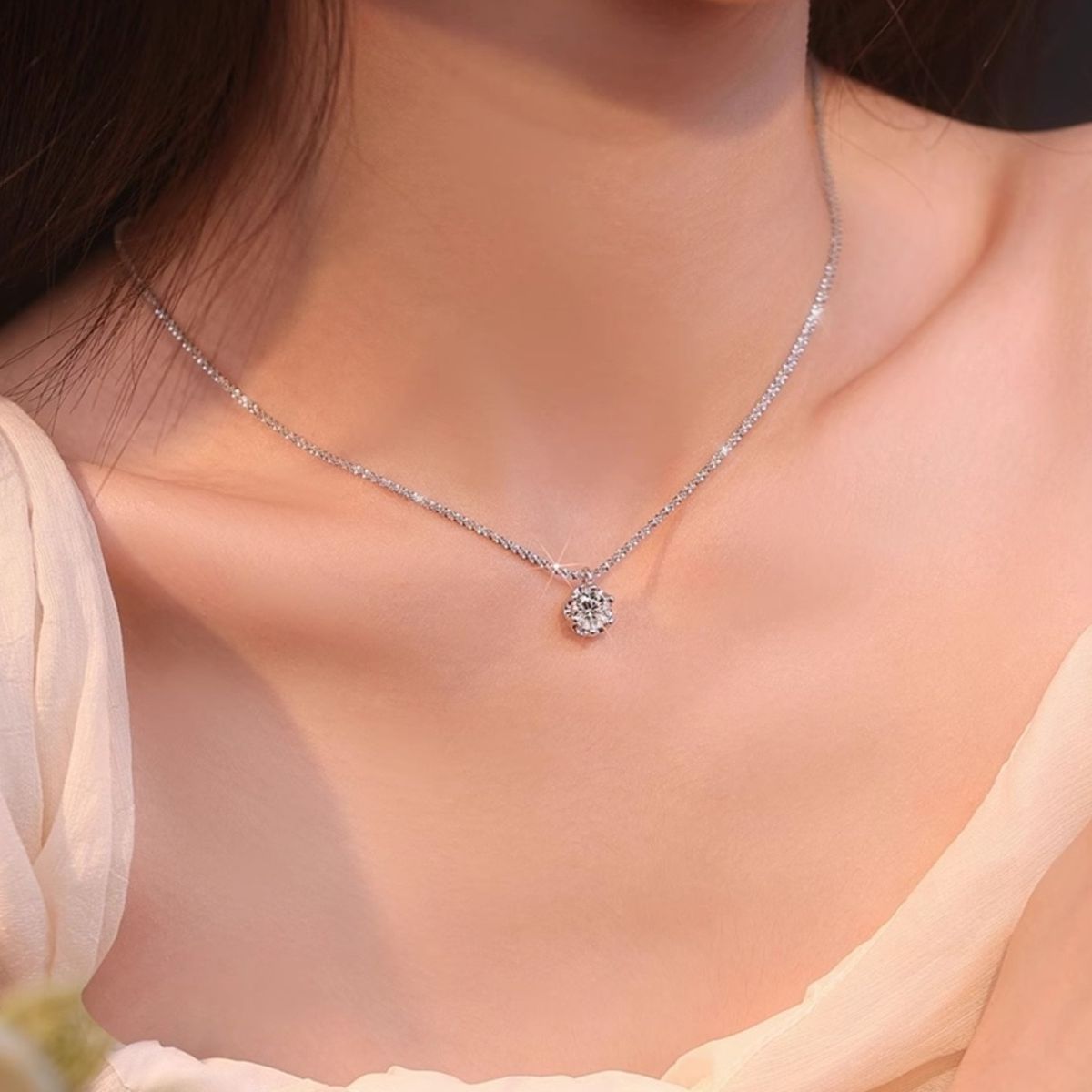 1 Carat Moissanite 925 Sterling Silver Necklace 4