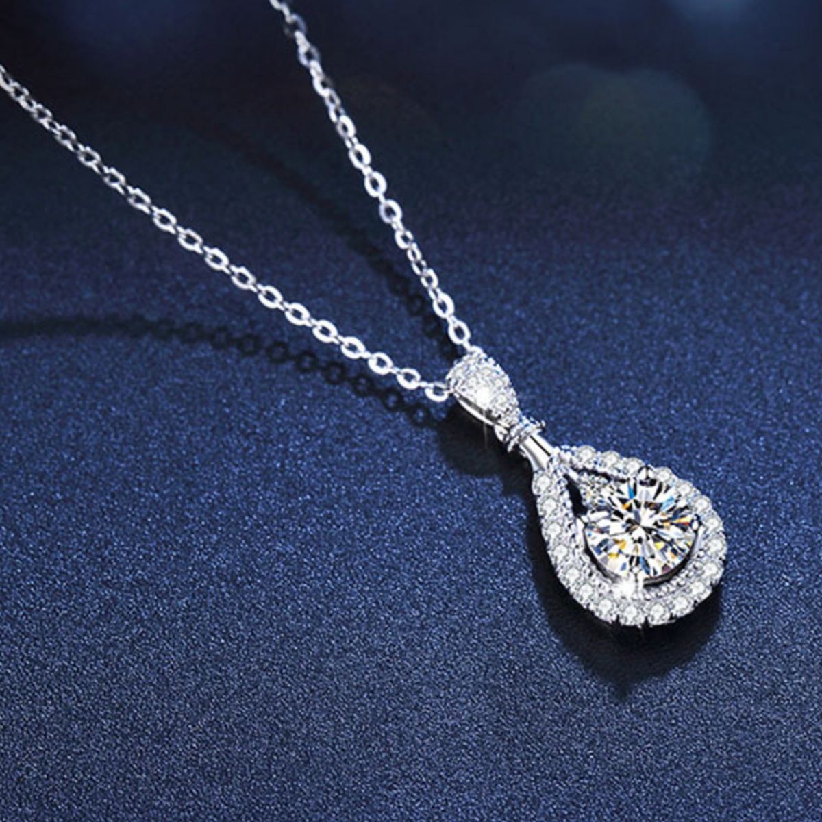 5 Carat 925 Sterling Silver Moissanite Teardrop Necklace 3
