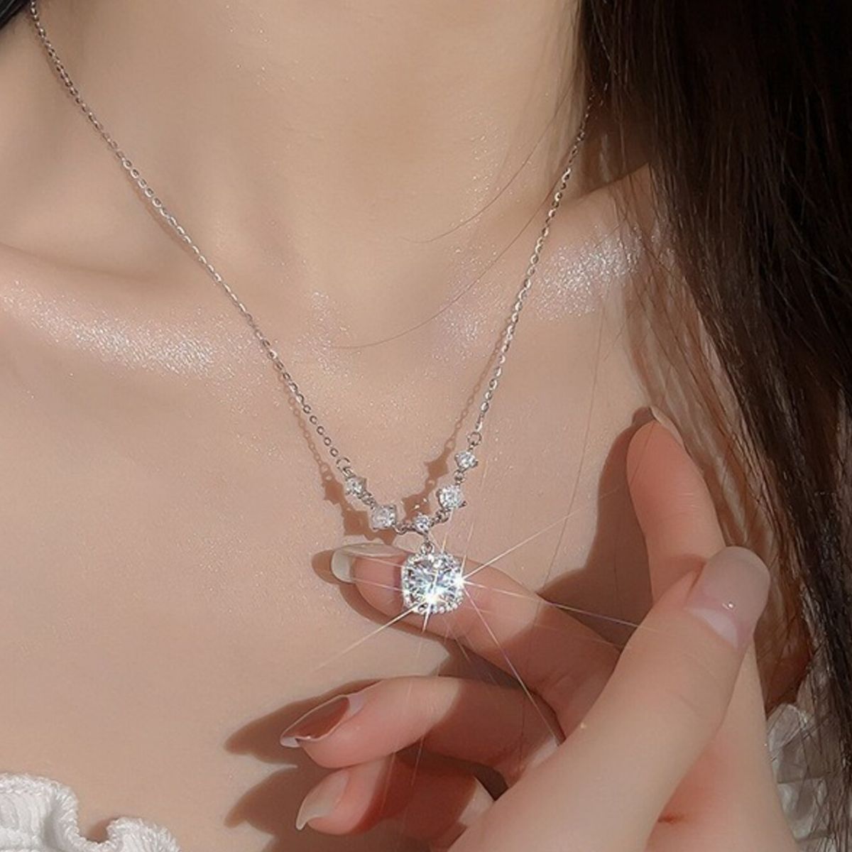 2 Carat Moissanite 925 Sterling Silver Pendant Necklace 2