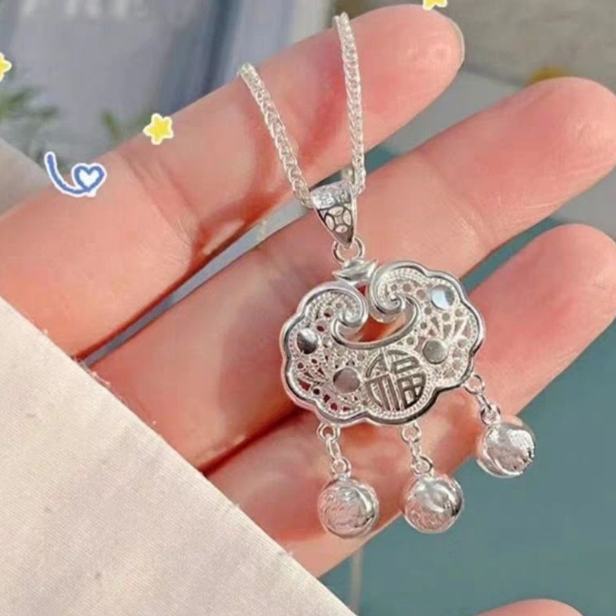 925 Sterling Silver Lock Pendant Necklace 4