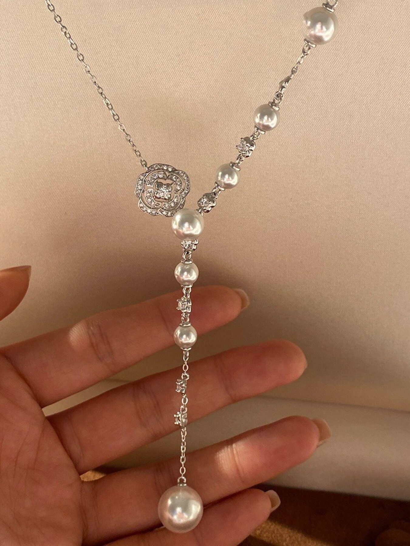 Pearl Flower Y-Necklace 2