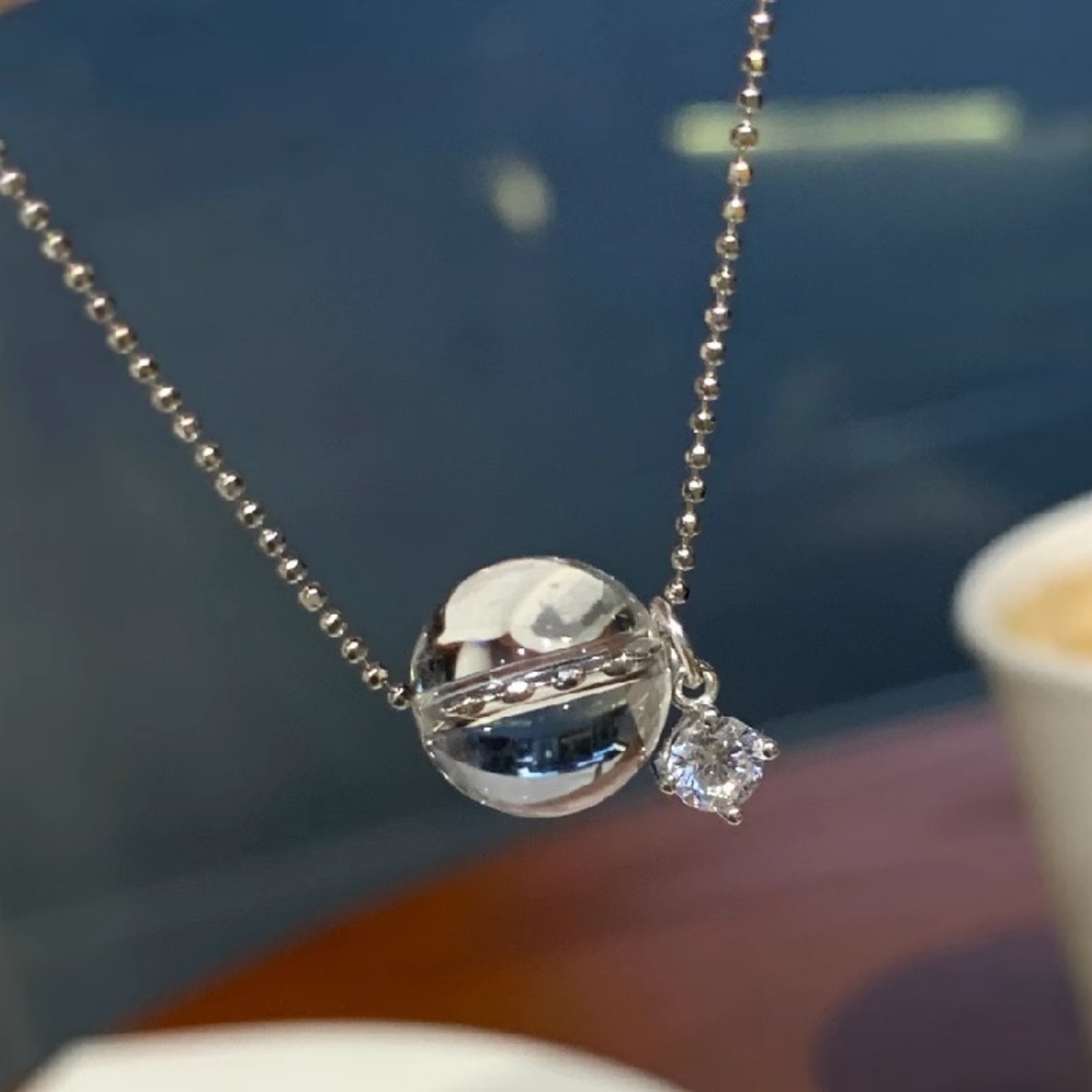 925 Sterling Silver Crystal Pendant Necklace 3