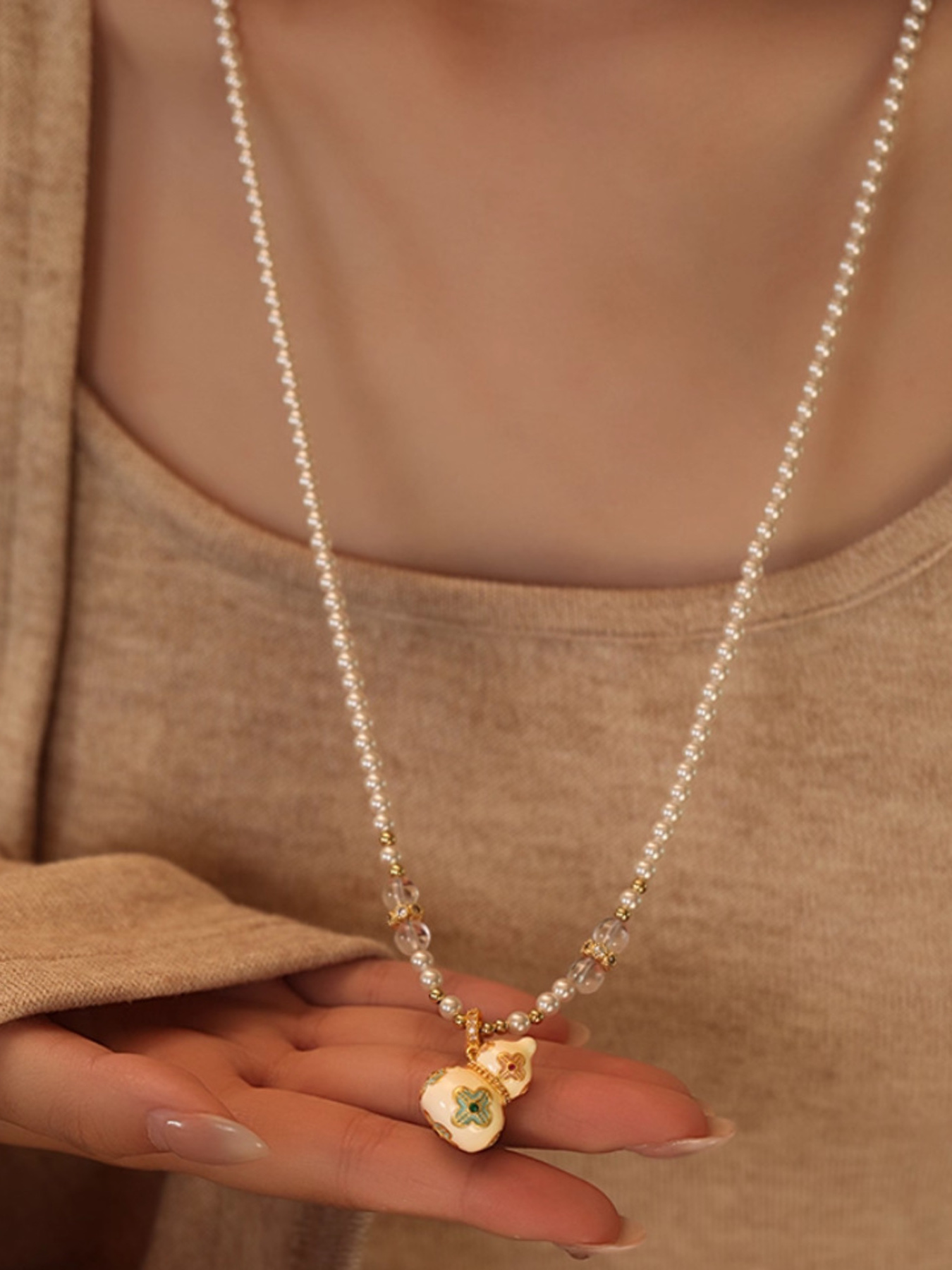 18K Gold-Plated Gourd Pendant Necklace 2