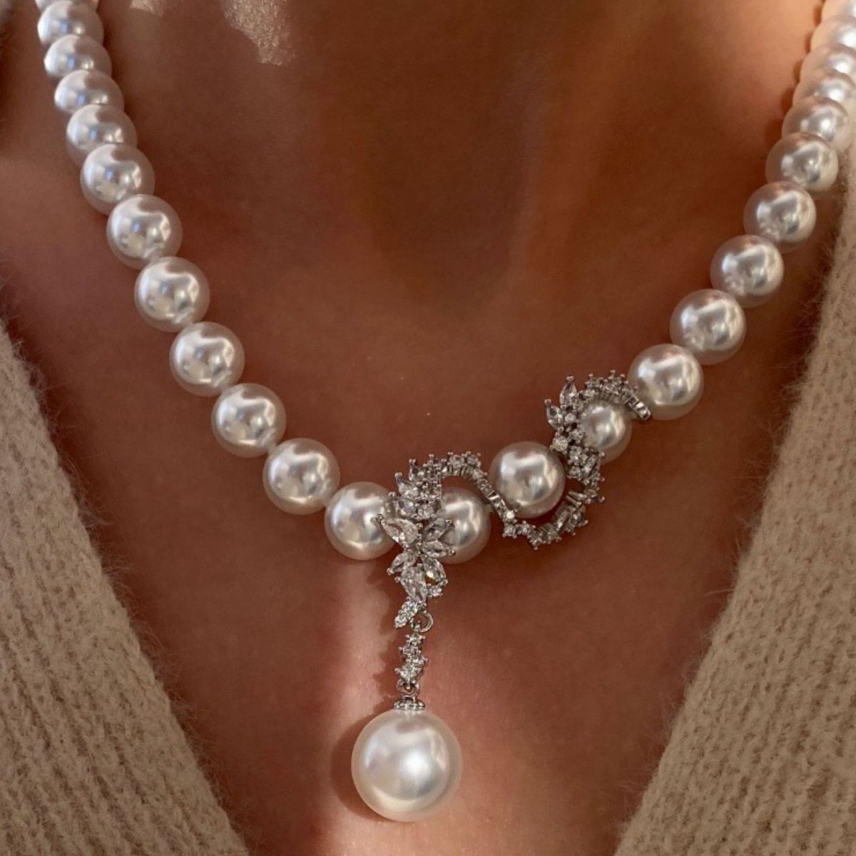 Zircon Pearl Necklace 3