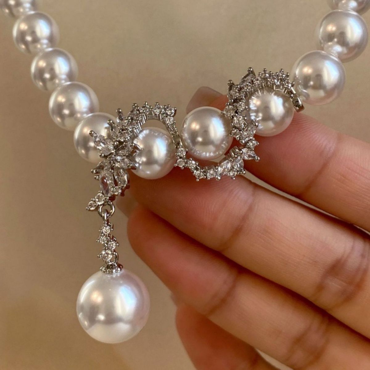 Zircon Pearl Necklace 4