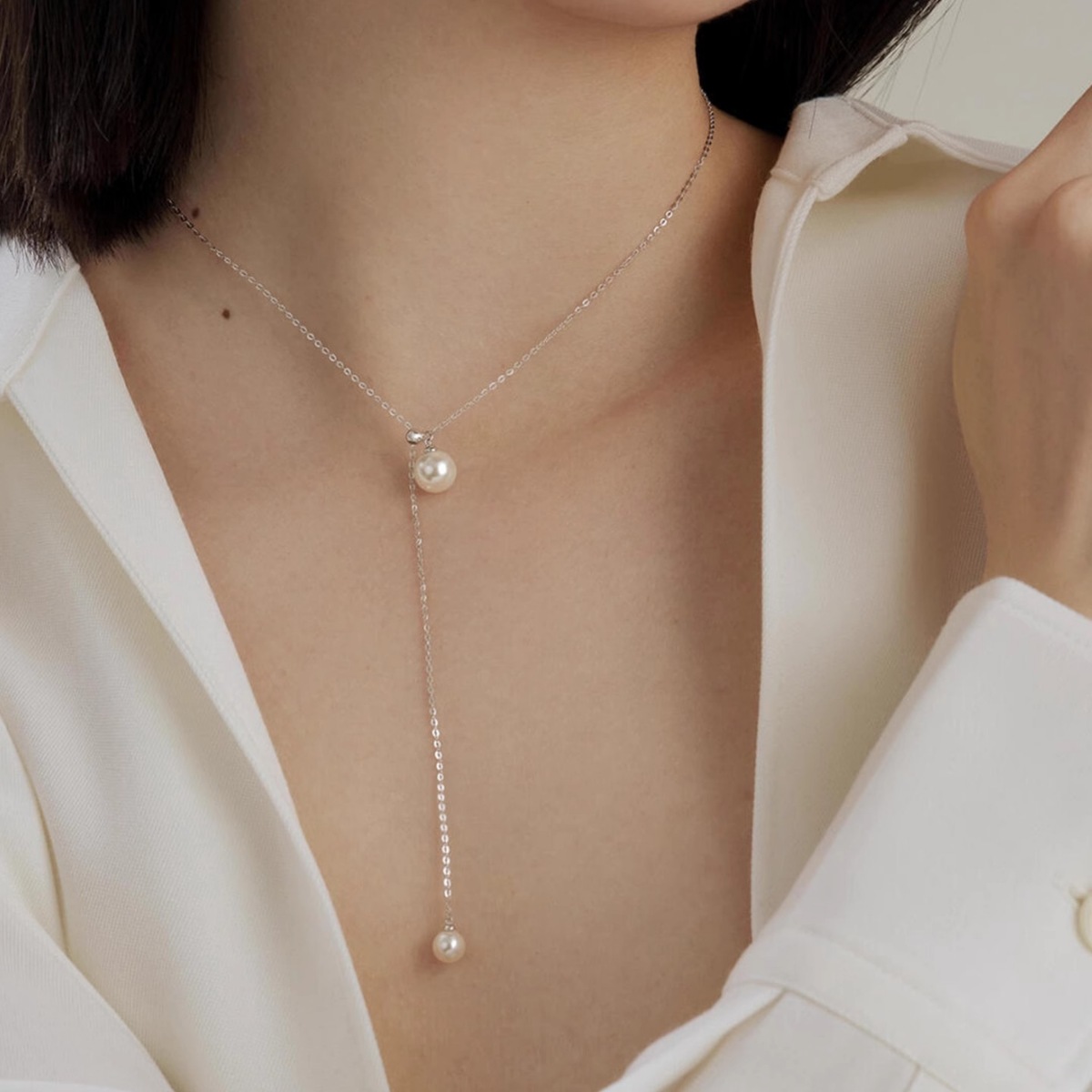 Pearl Pendant Y Necklace 3