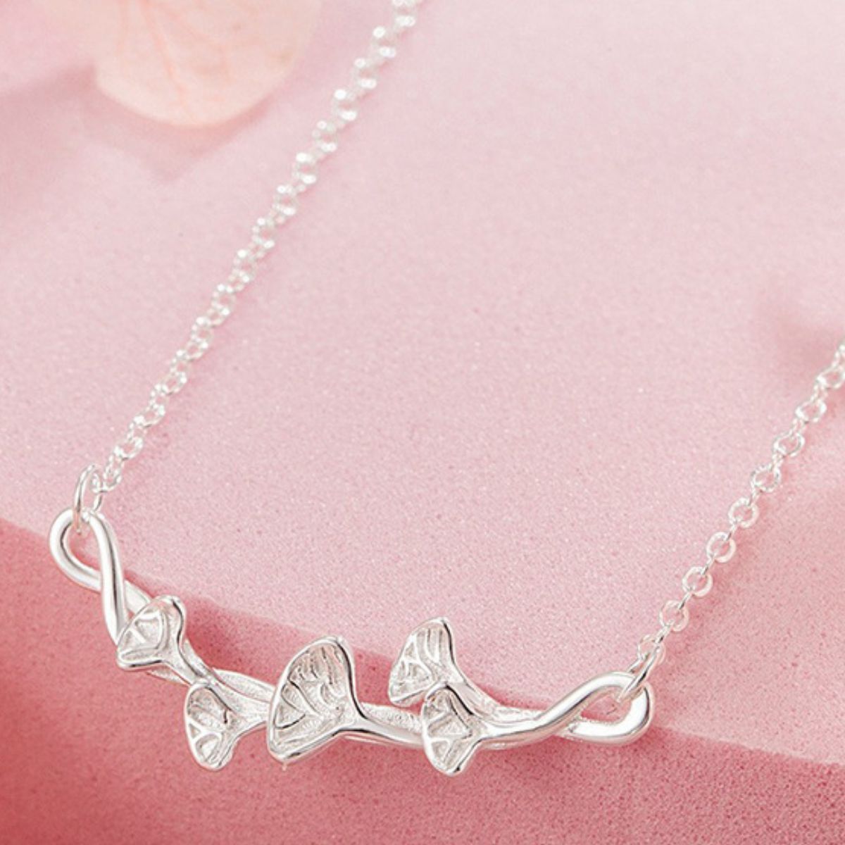 925 Sterling Silver Ginkgo Leaf Necklace 4