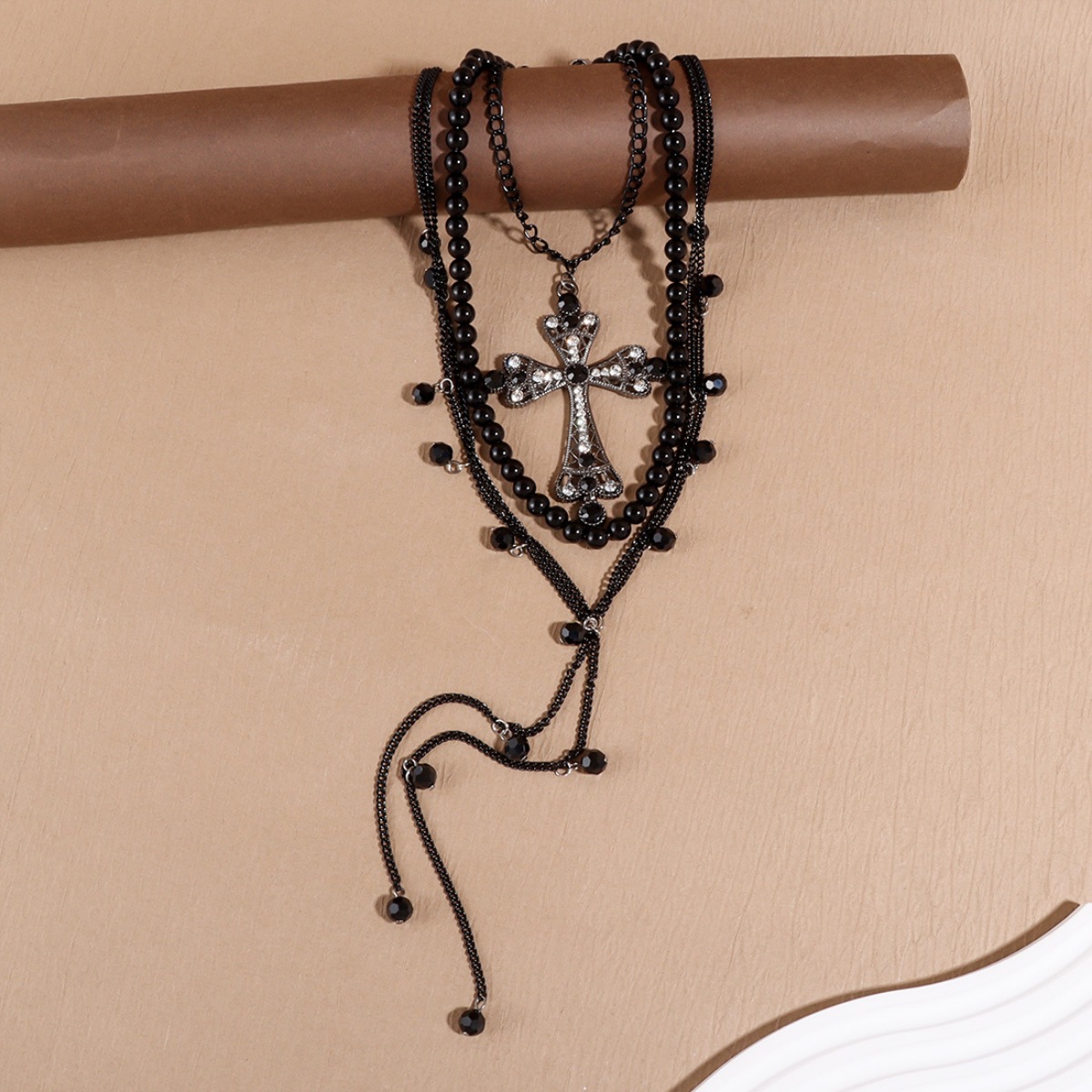 Pearl Cross Pendant Necklace 3 Piece Set 4