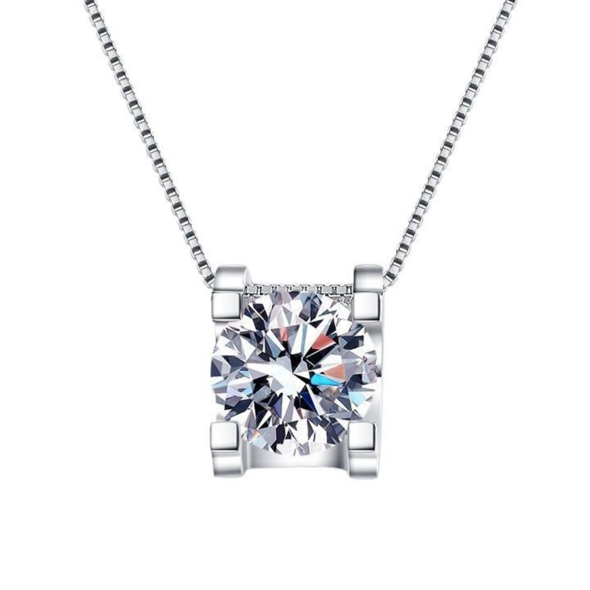 1 Carat 925 Sterling Silver Moissanite Pendant Necklace 4