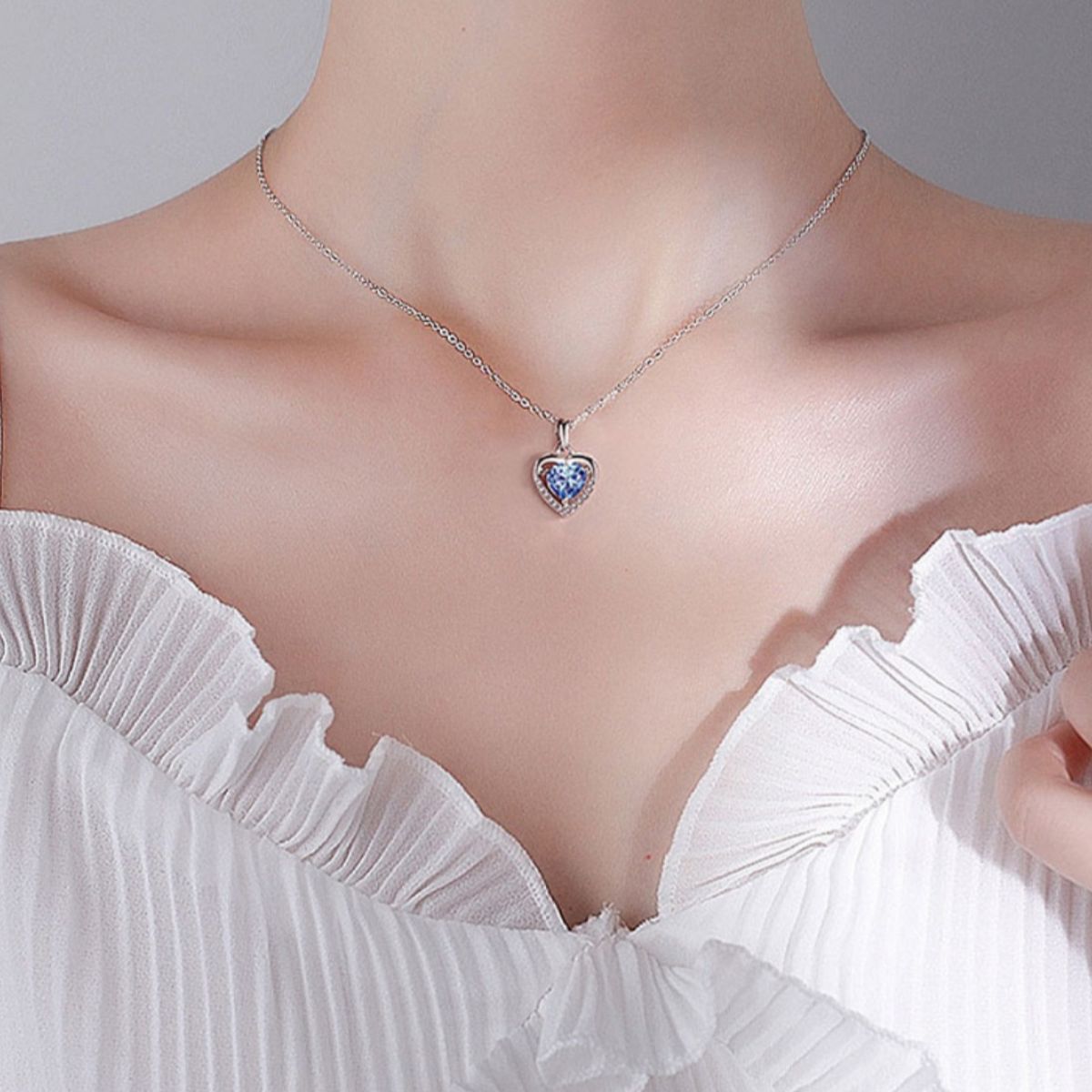 925 Sterling Silver Zircon Heart Necklace 3