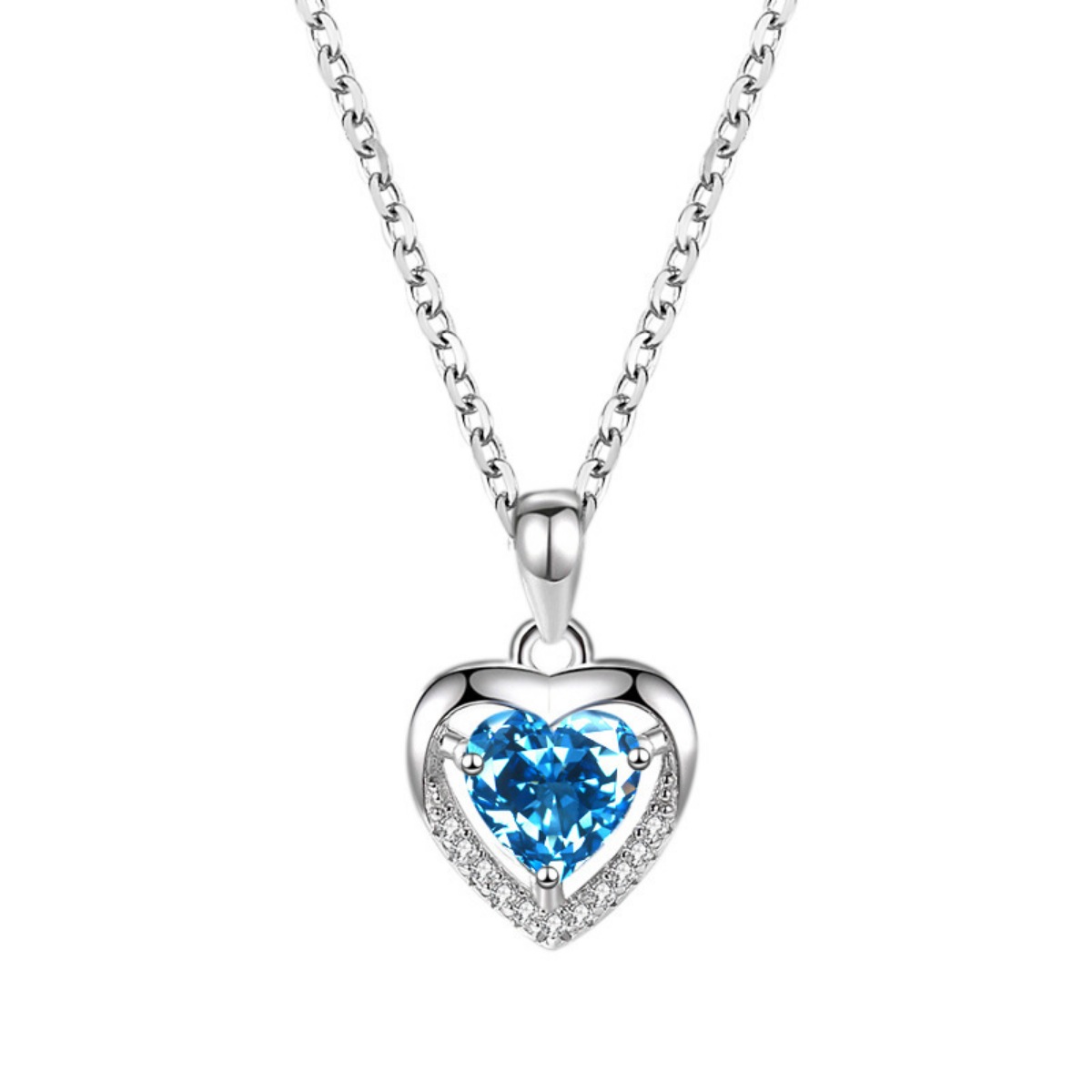 925 Sterling Silver Zircon Heart Necklace 4