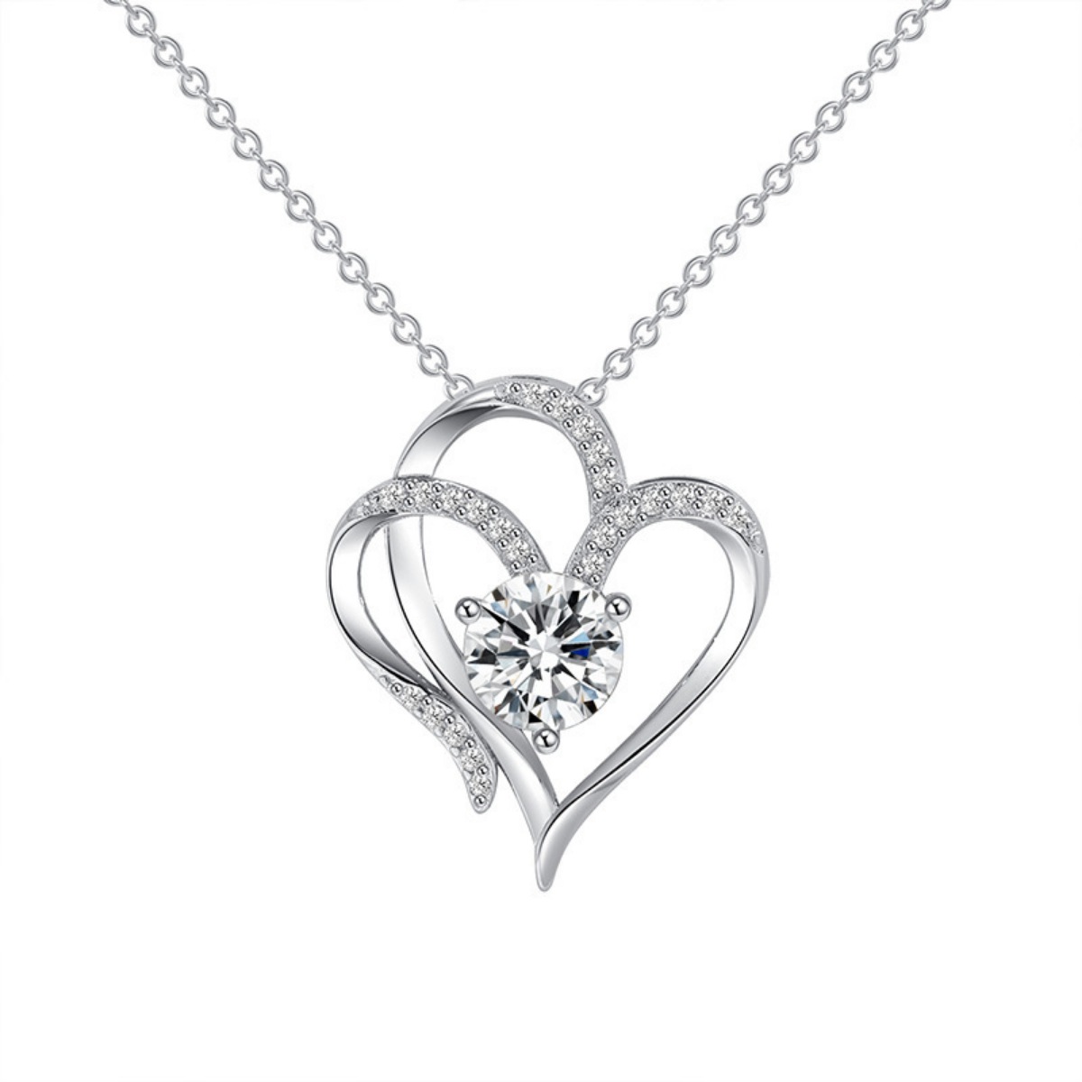 925 Sterling Silver Zircon Heart Necklace 4
