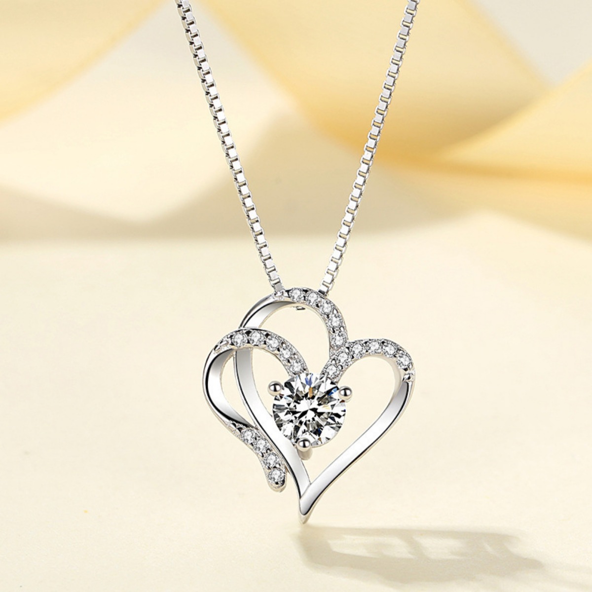 925 Sterling Silver Zircon Heart Necklace 2