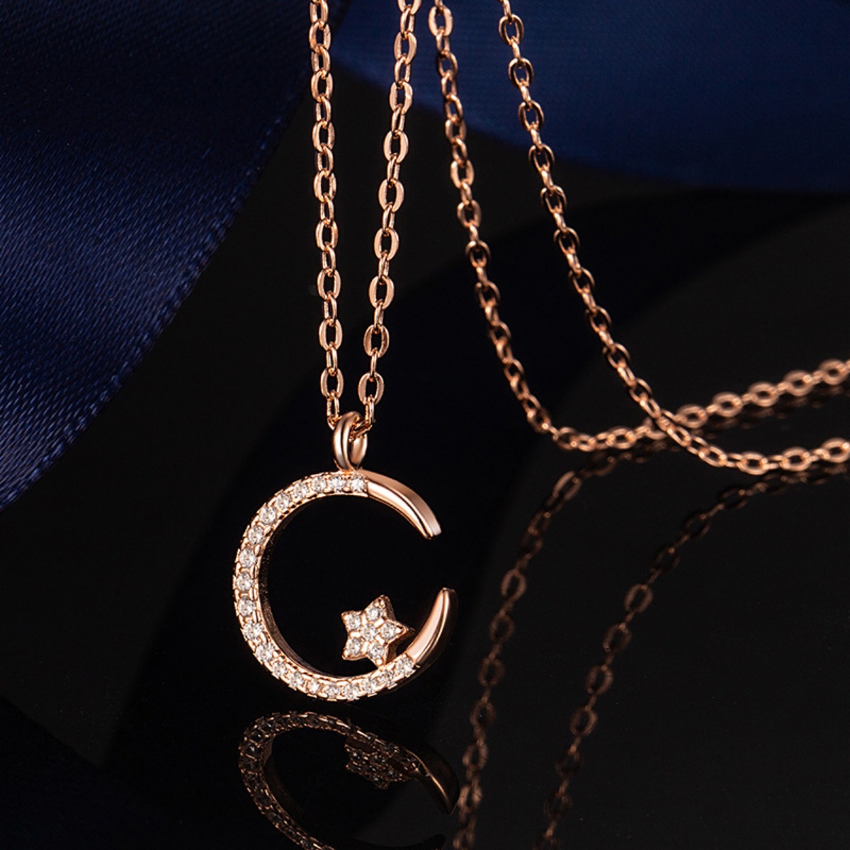 Crescent Moon Star Pendant Necklace 3