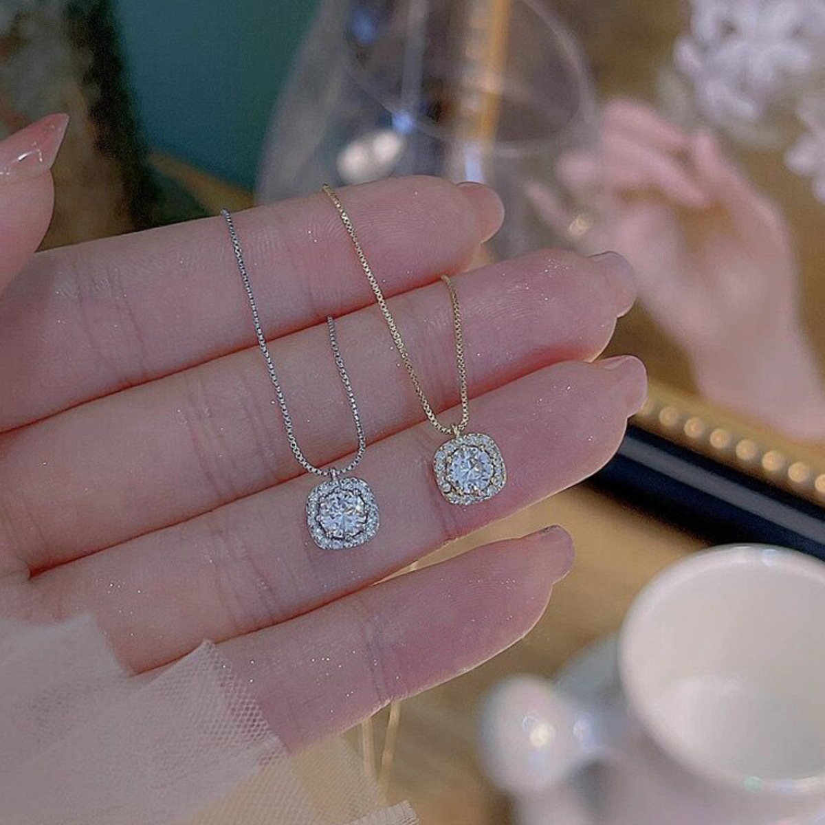 925 Sterling Silver Zircon Pendant Necklace 2