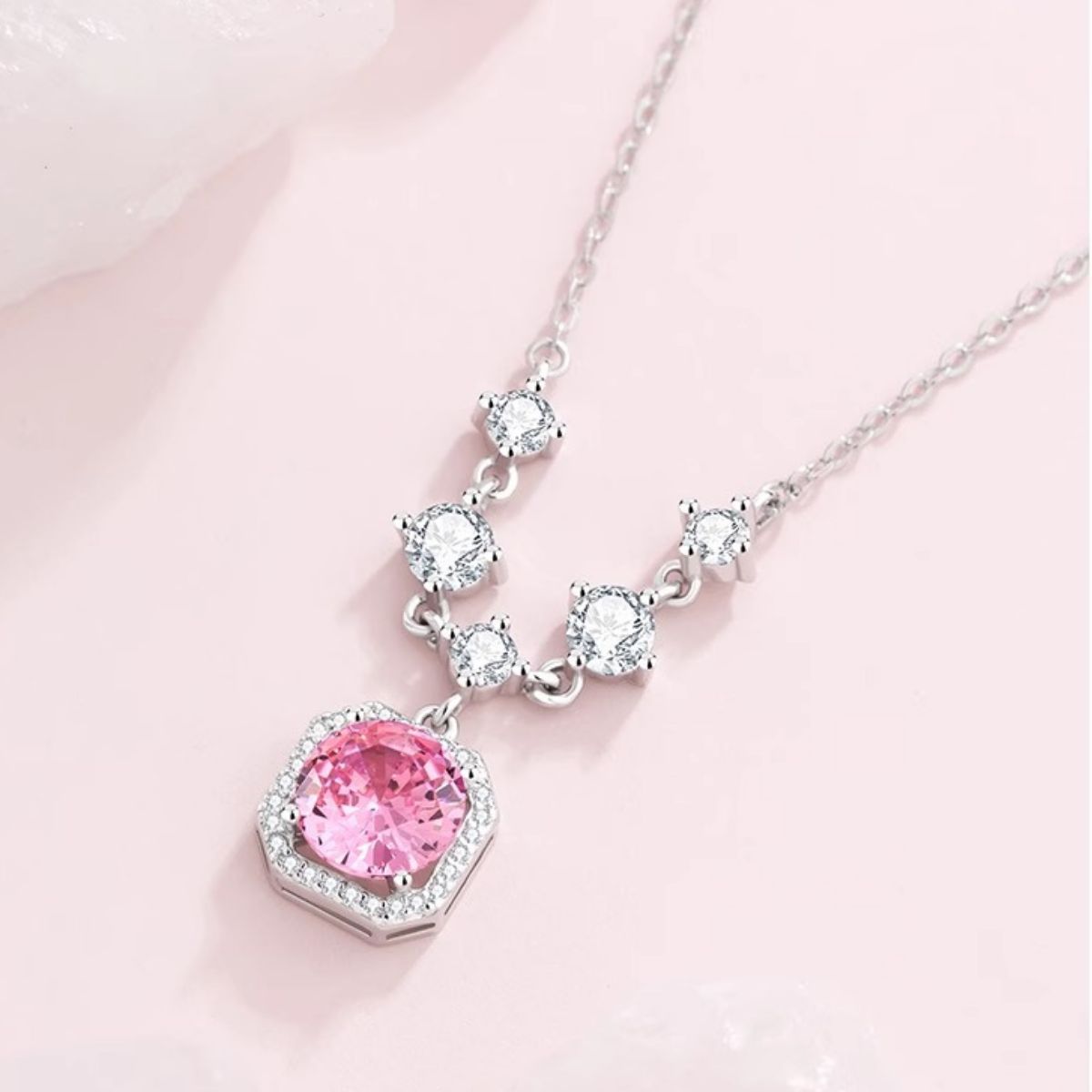 925 Sterling Silver Zircon Pendant Necklace 2