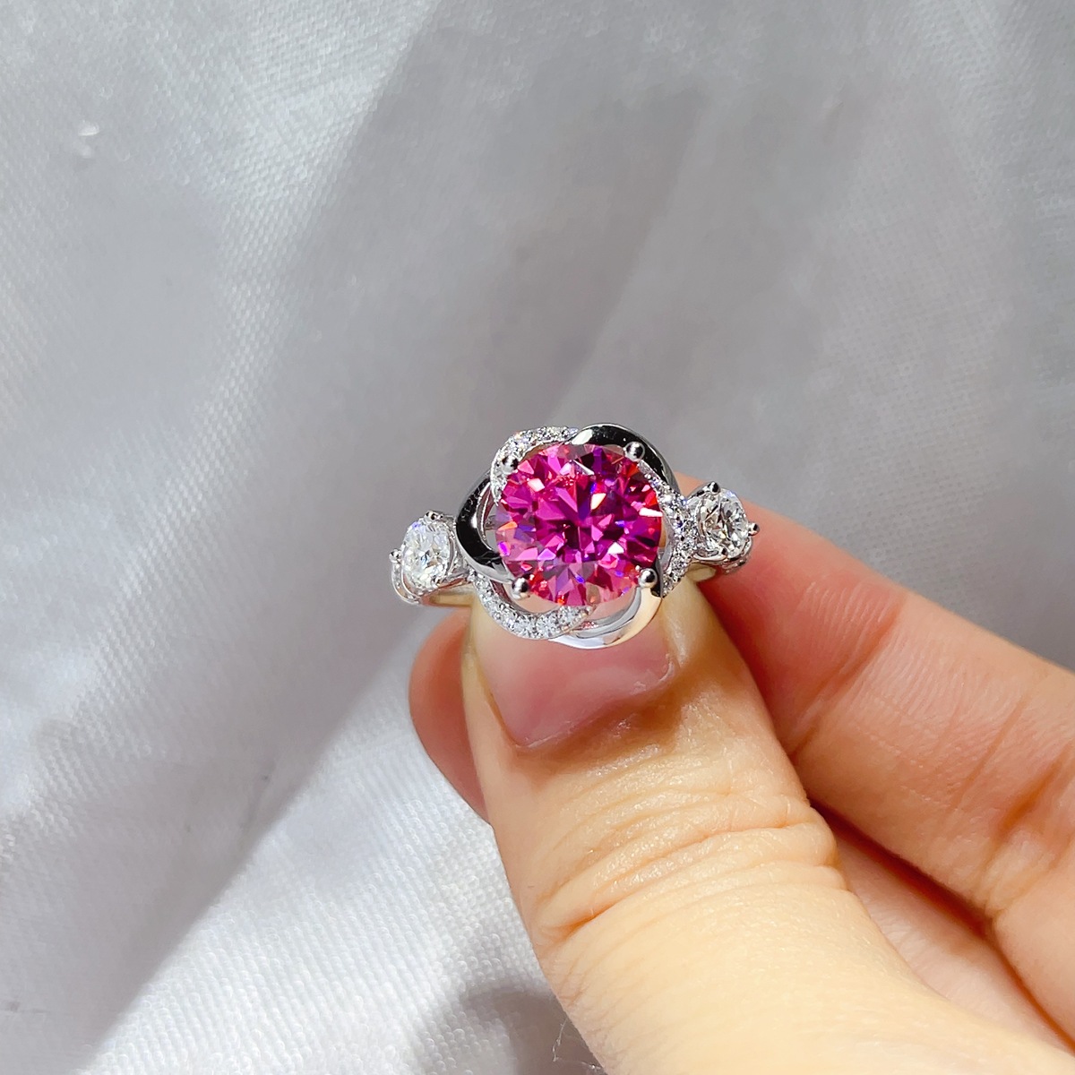 3 Carat 925 Sterling Silver Moissanite Ring 3