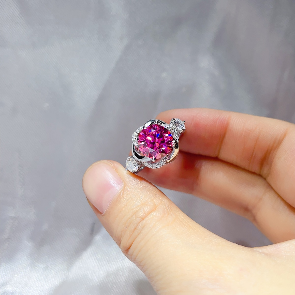 3 Carat 925 Sterling Silver Moissanite Ring 2