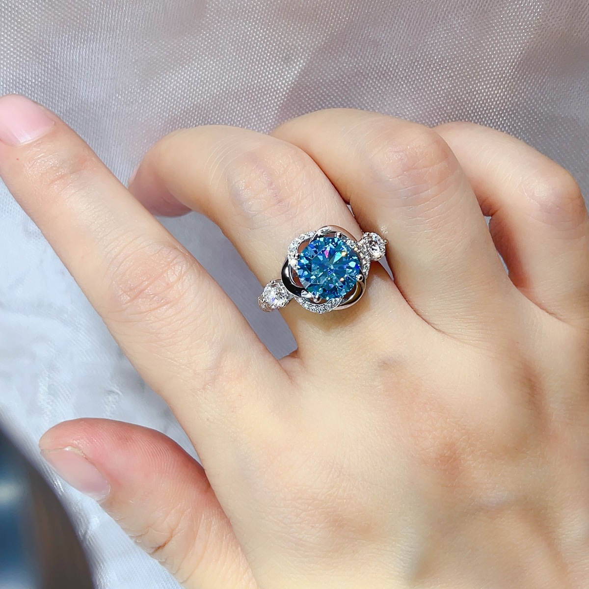 3 Carat 925 Sterling Silver Moissanite Ring 3