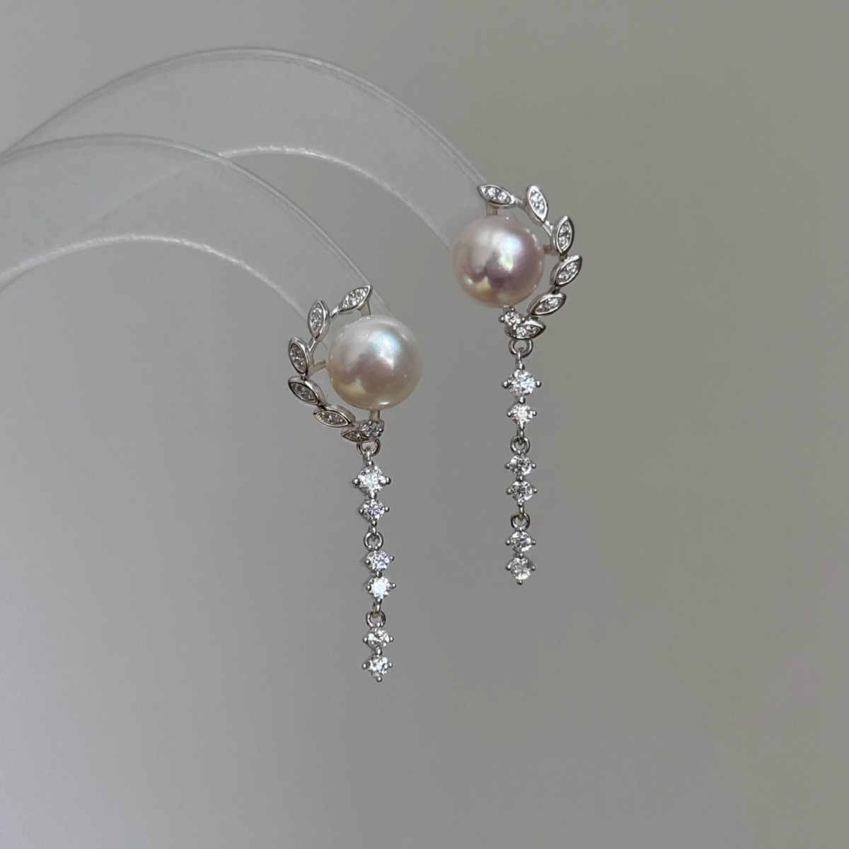 Pearl Zircon Drop Earrings 3