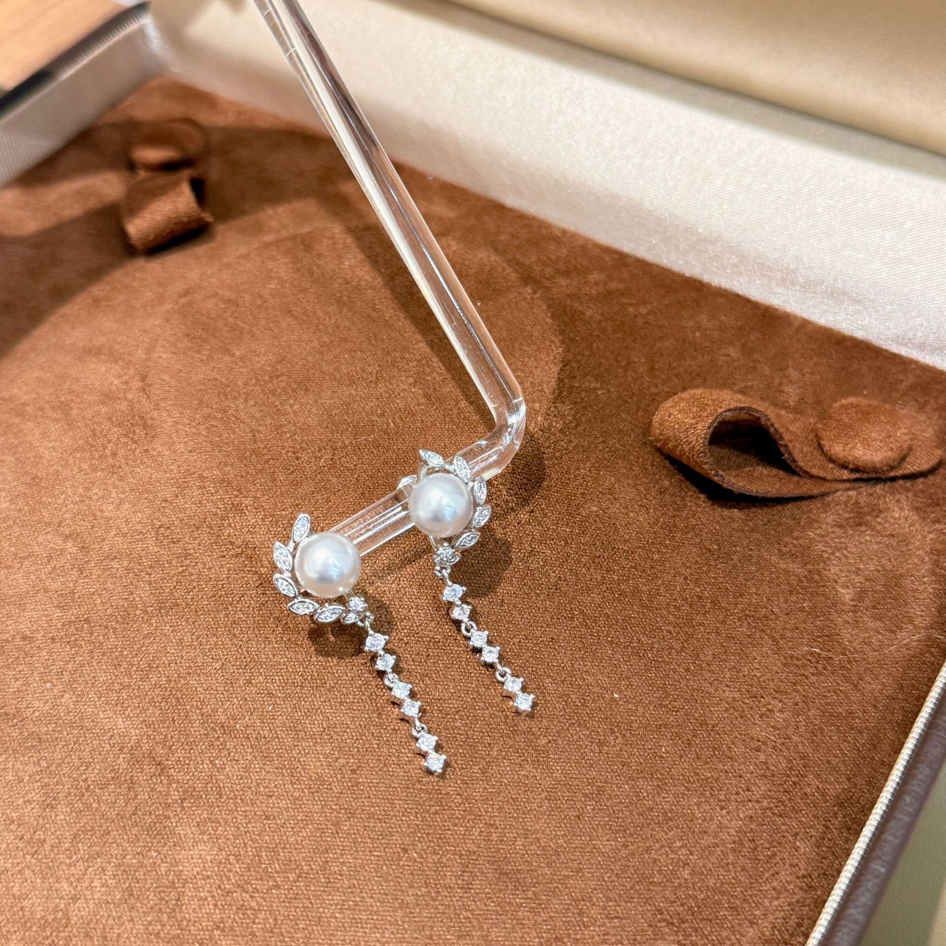 Pearl Zircon Drop Earrings 2