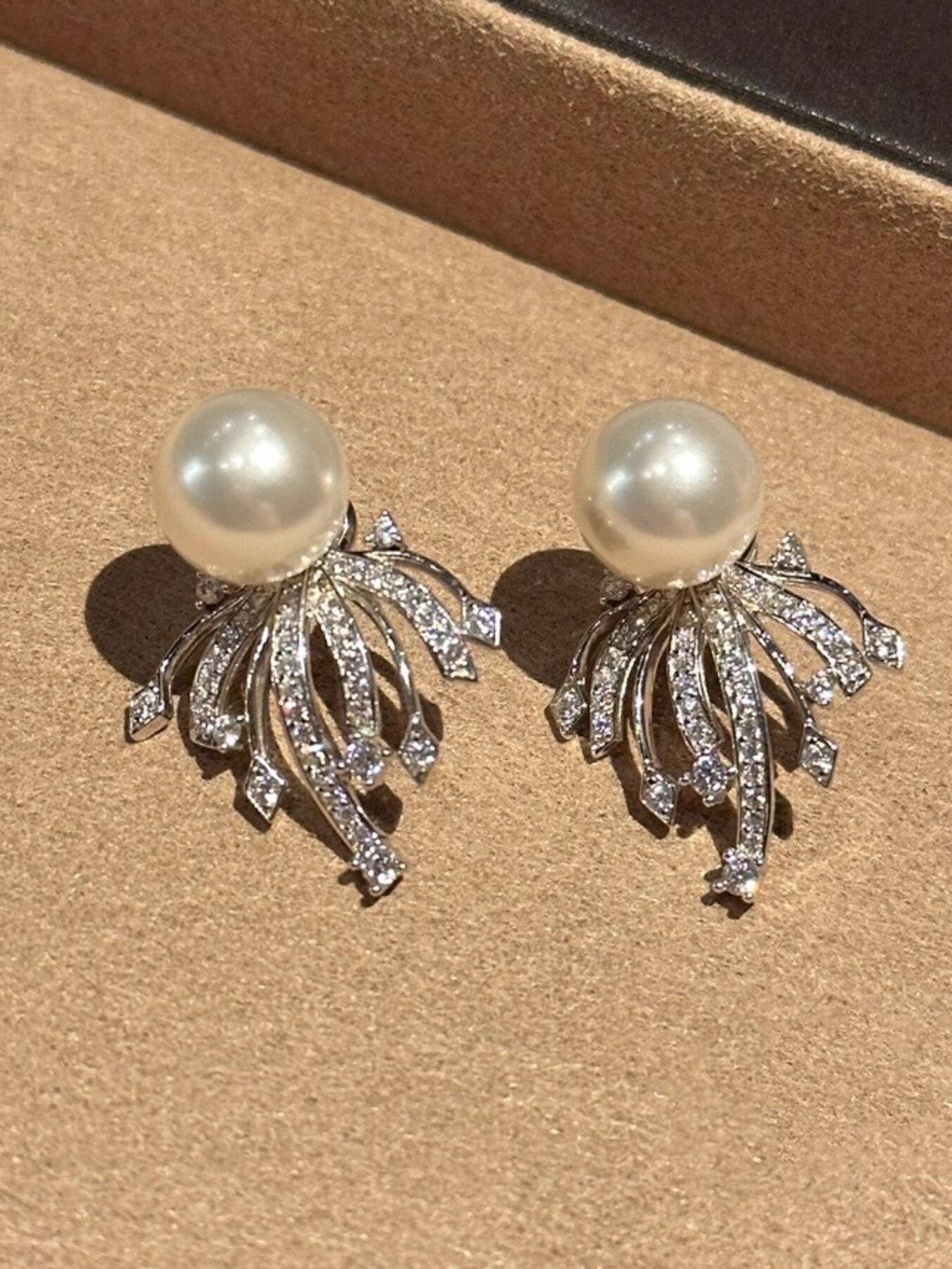 925 Sterling Silver Zircon Pearl Earrings 4