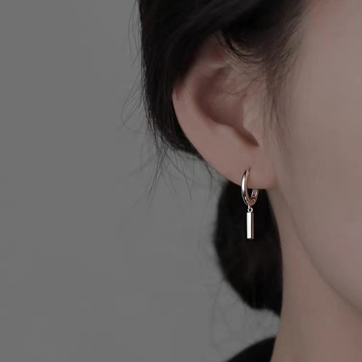 925 Sterling Silver Hoop Bar Earrings 3