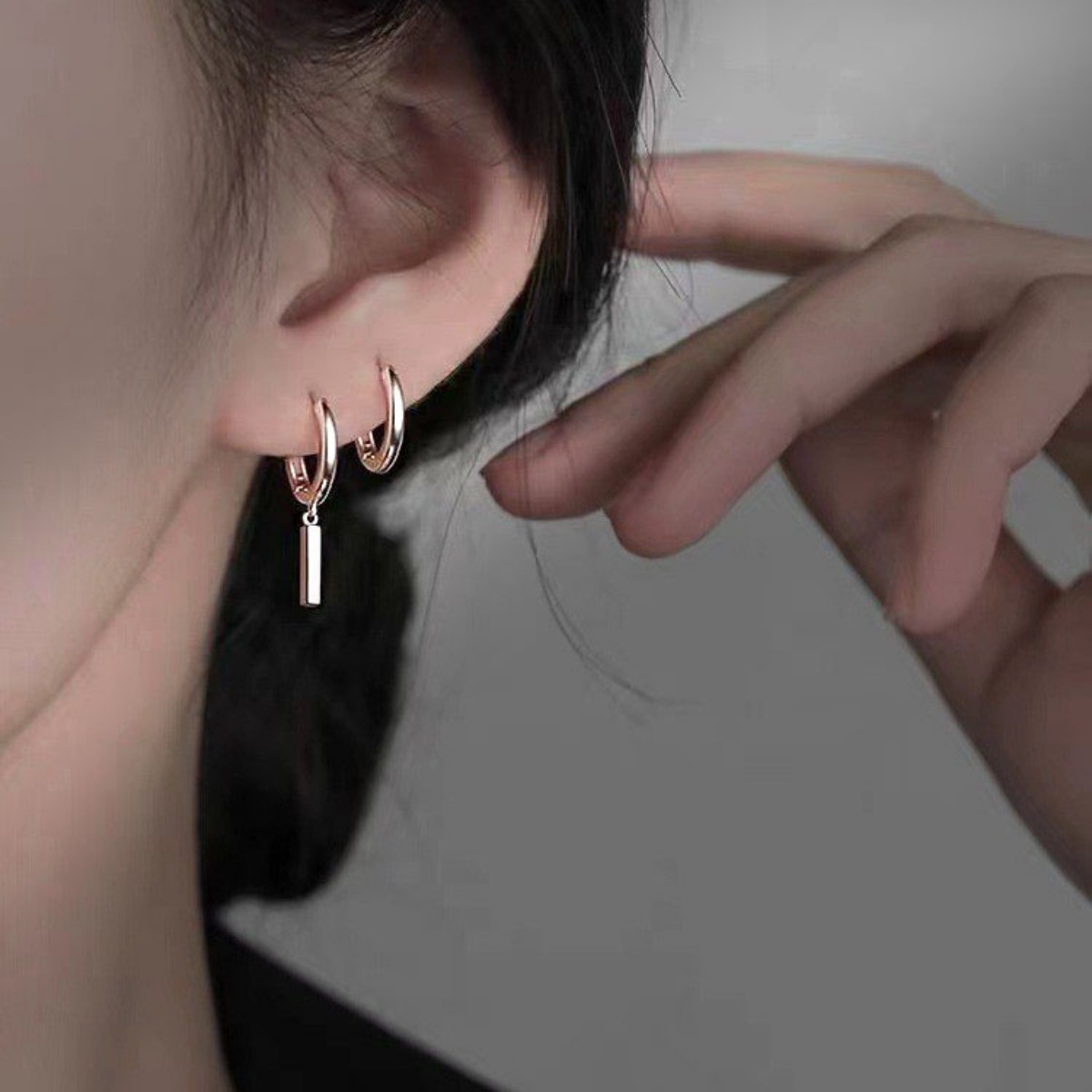 925 Sterling Silver Hoop Bar Earrings 2