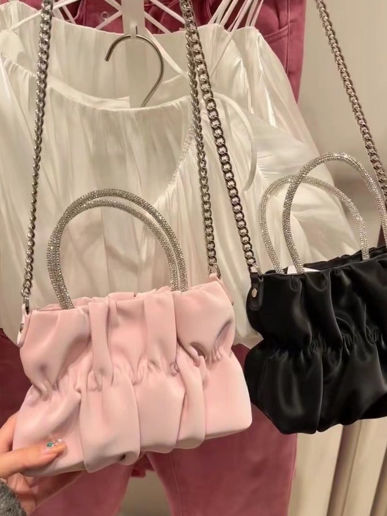 Ruched Chain Crossbody Bag 2