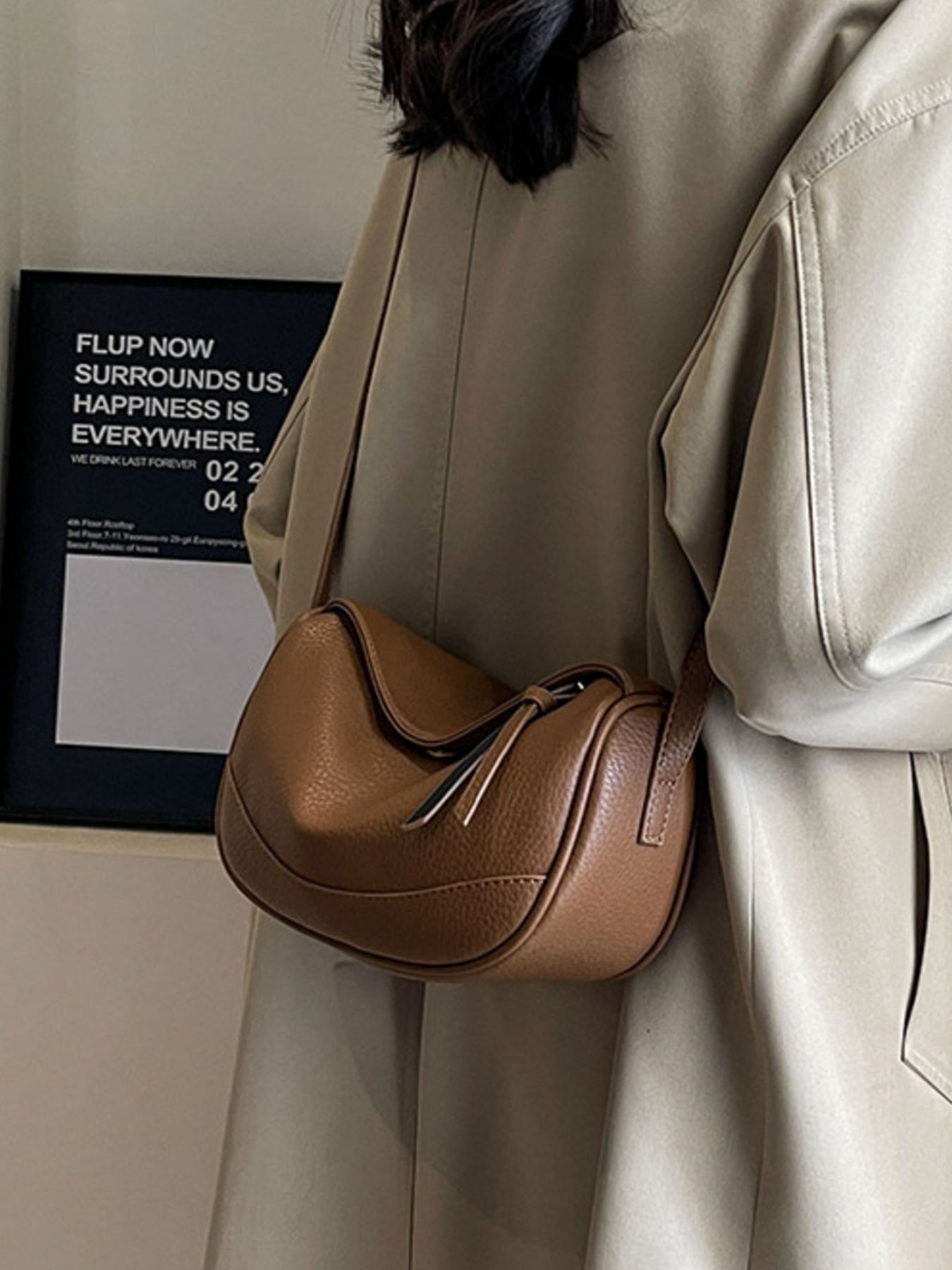 Minimalist Style Leather Crossbody Bag 2