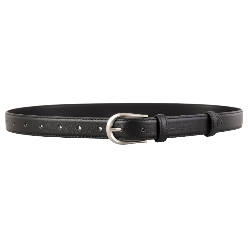 Classic Leather Belt with Silver Buckle 3