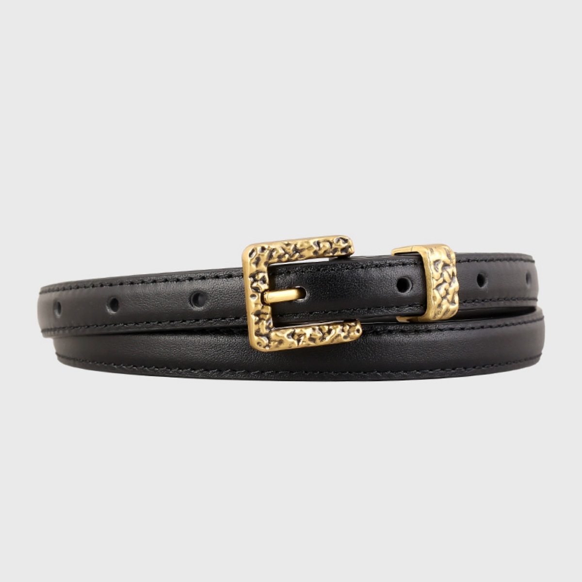 Skinny Leather Belt with Buckle 4