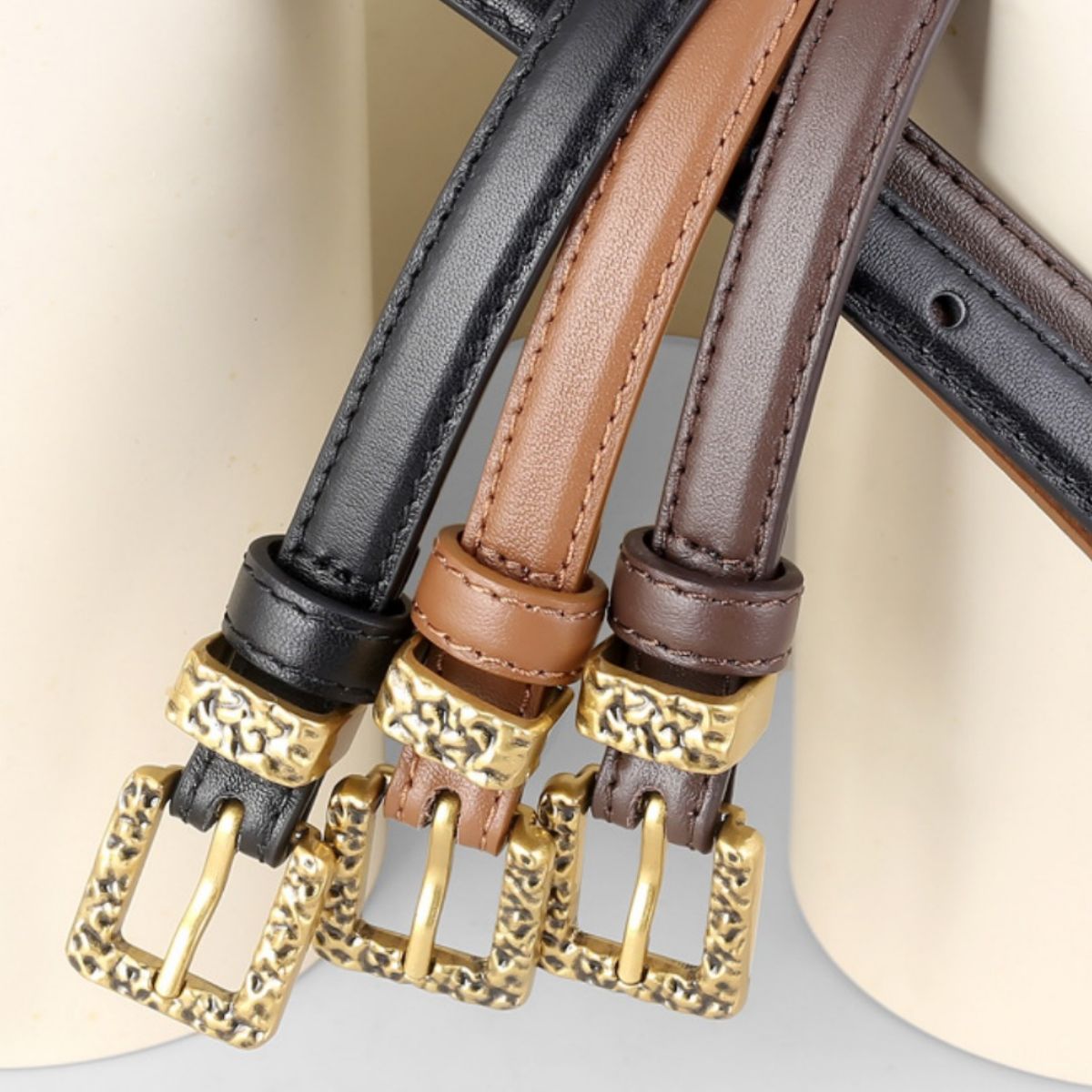 Skinny Leather Belt with Buckle 2