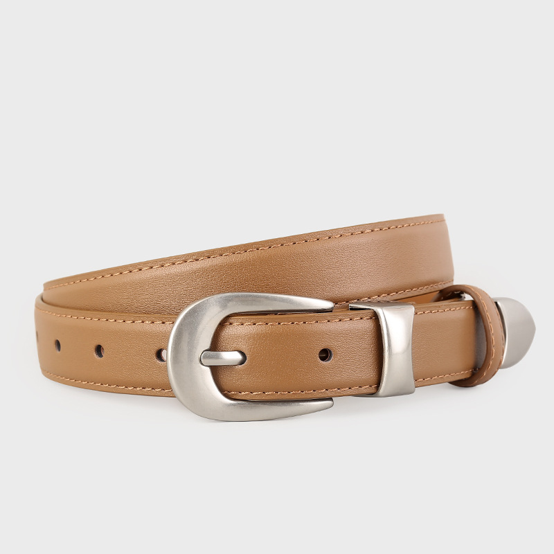 Classic Leather Belt with Silver Buckle 4